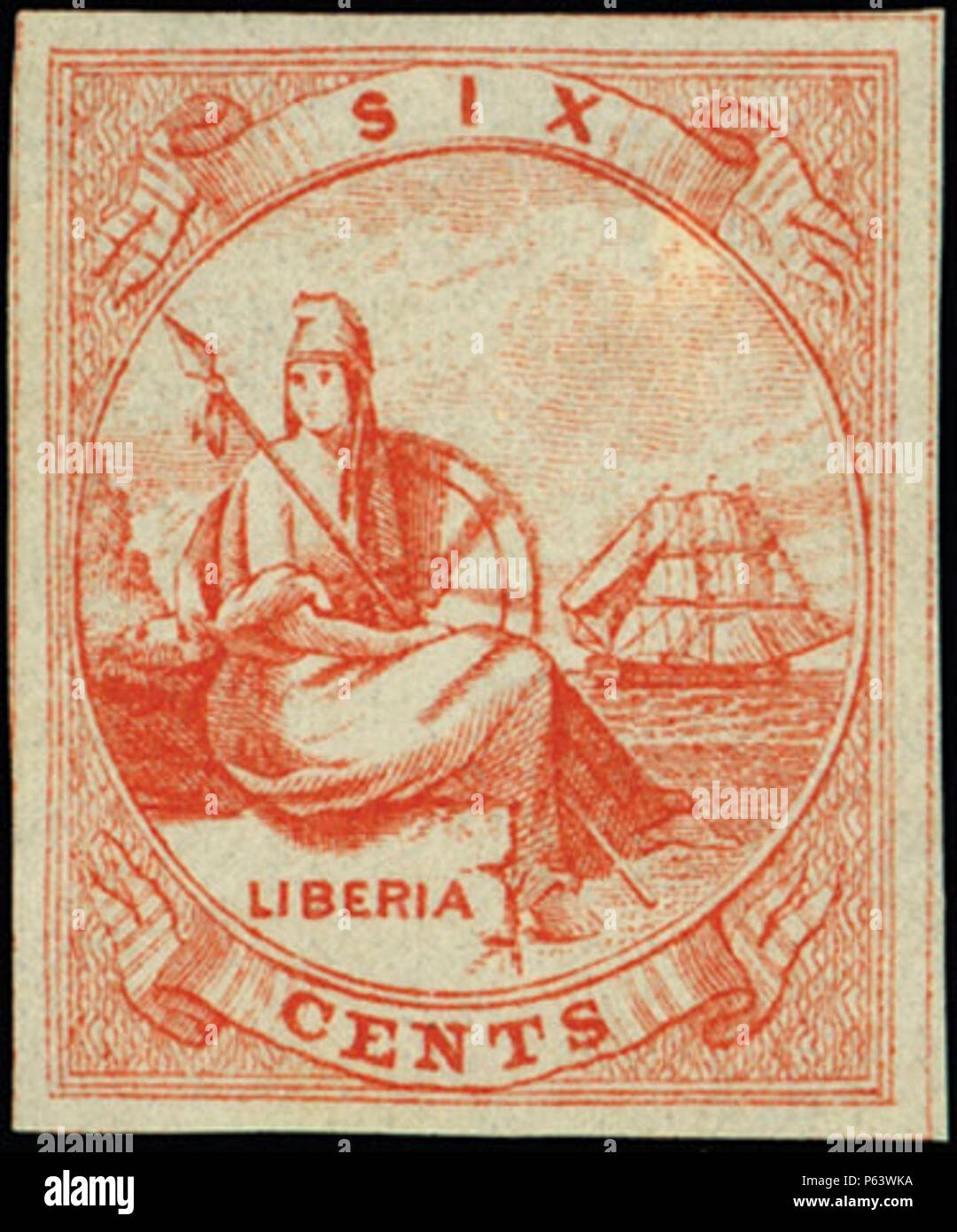 1864 stamp of Liberia. Stock Photo