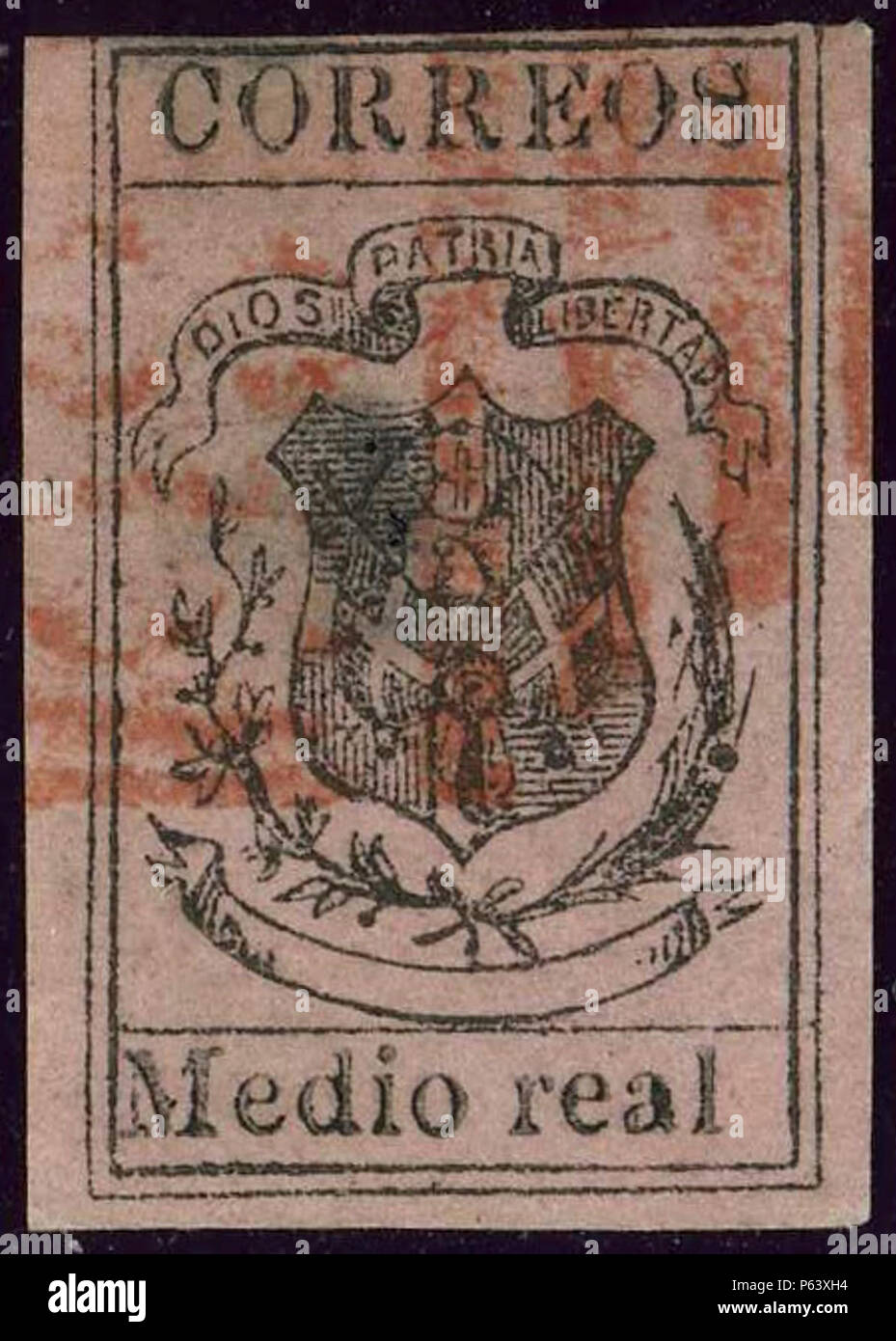 1867 medioR RepDominicana red Mi6a. Stock Photo