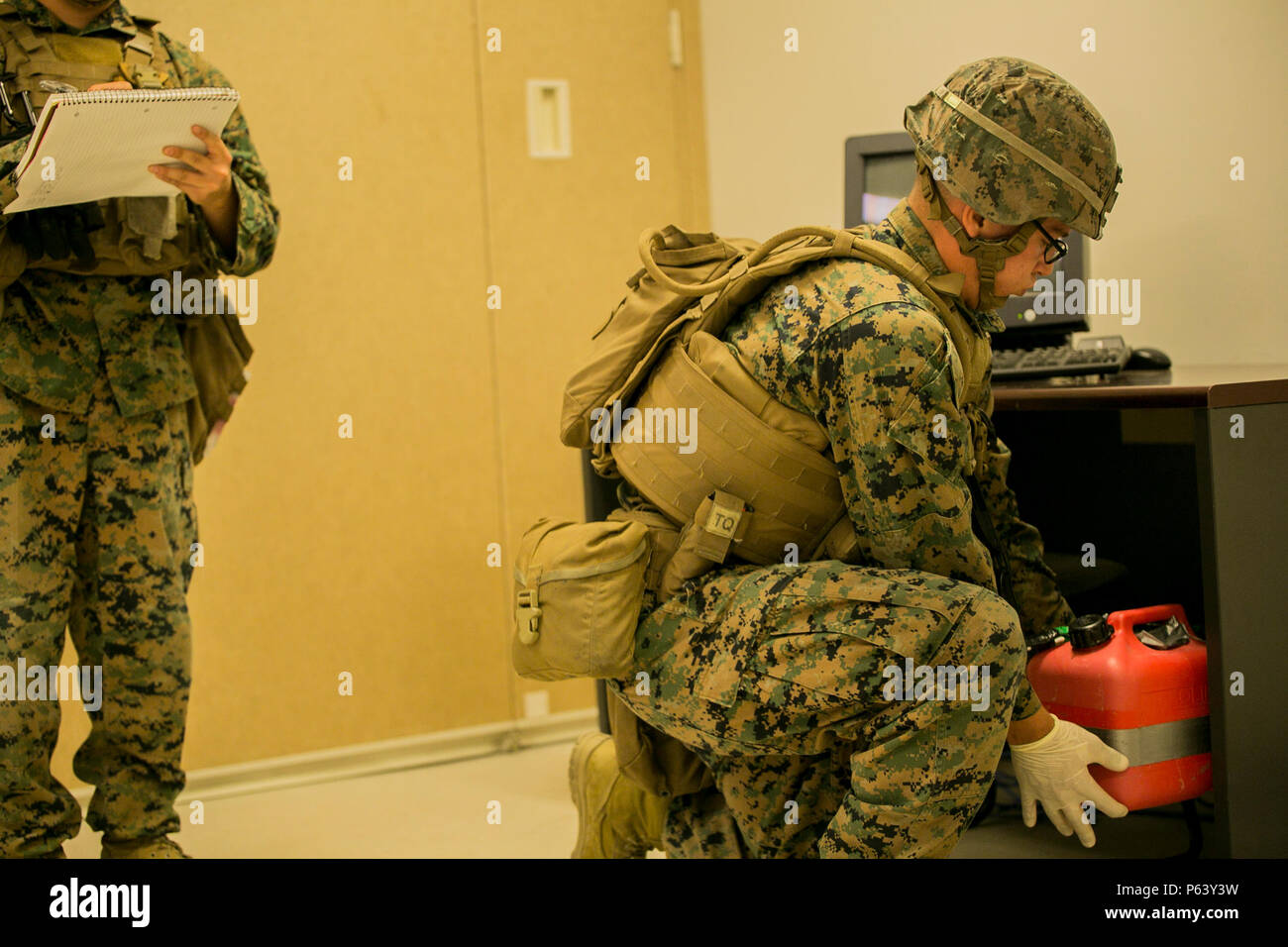 Marines found an improvised explosive device while searching a building