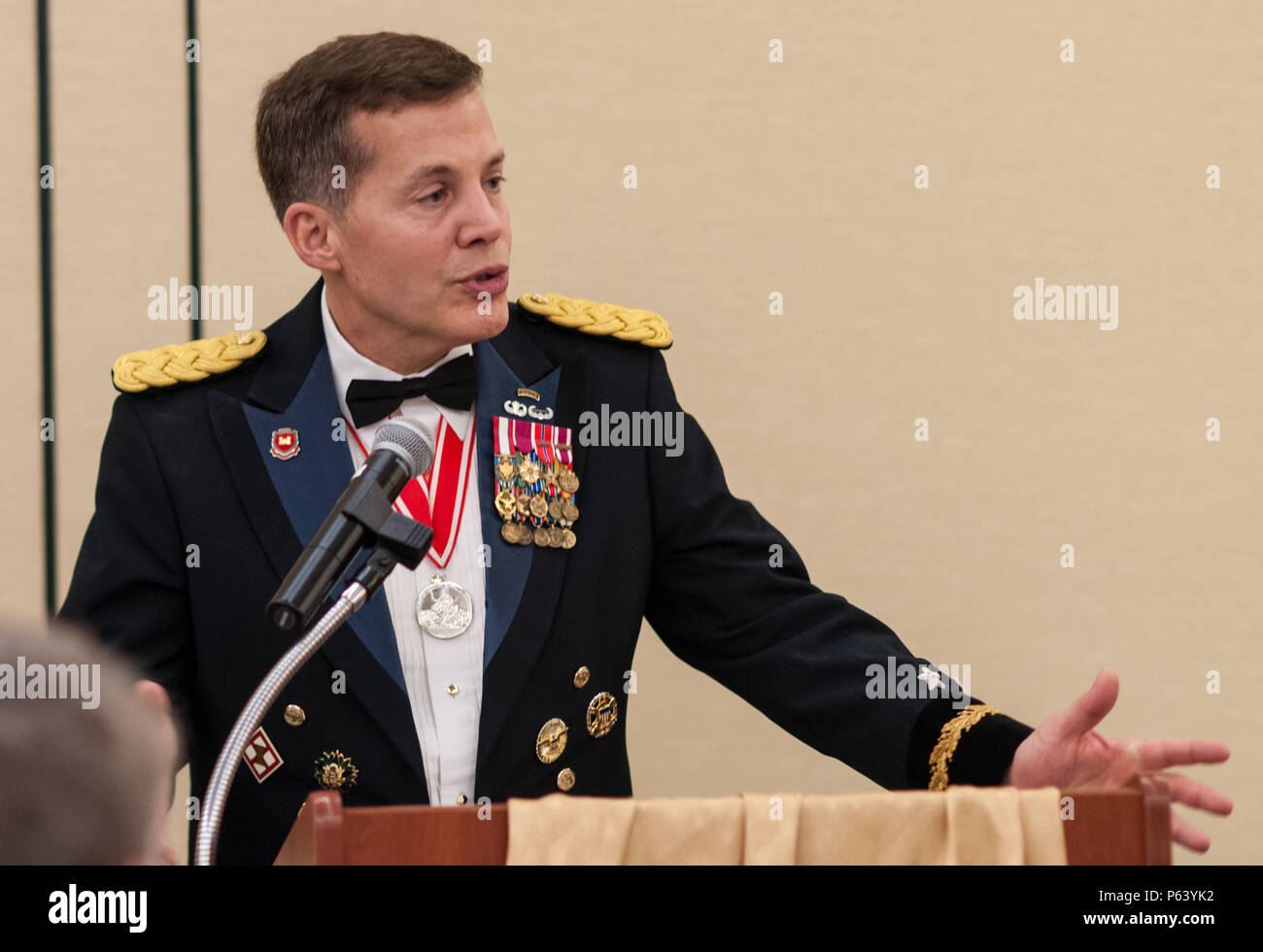 Lt. Gen. Jeffrey W. Talley, Chief of Army Reserve and Commanding General of  U.S. Army Reserve Command, gives his opening remarks at the U.S. Army  Reserve 108th birthday celebration military ball, April