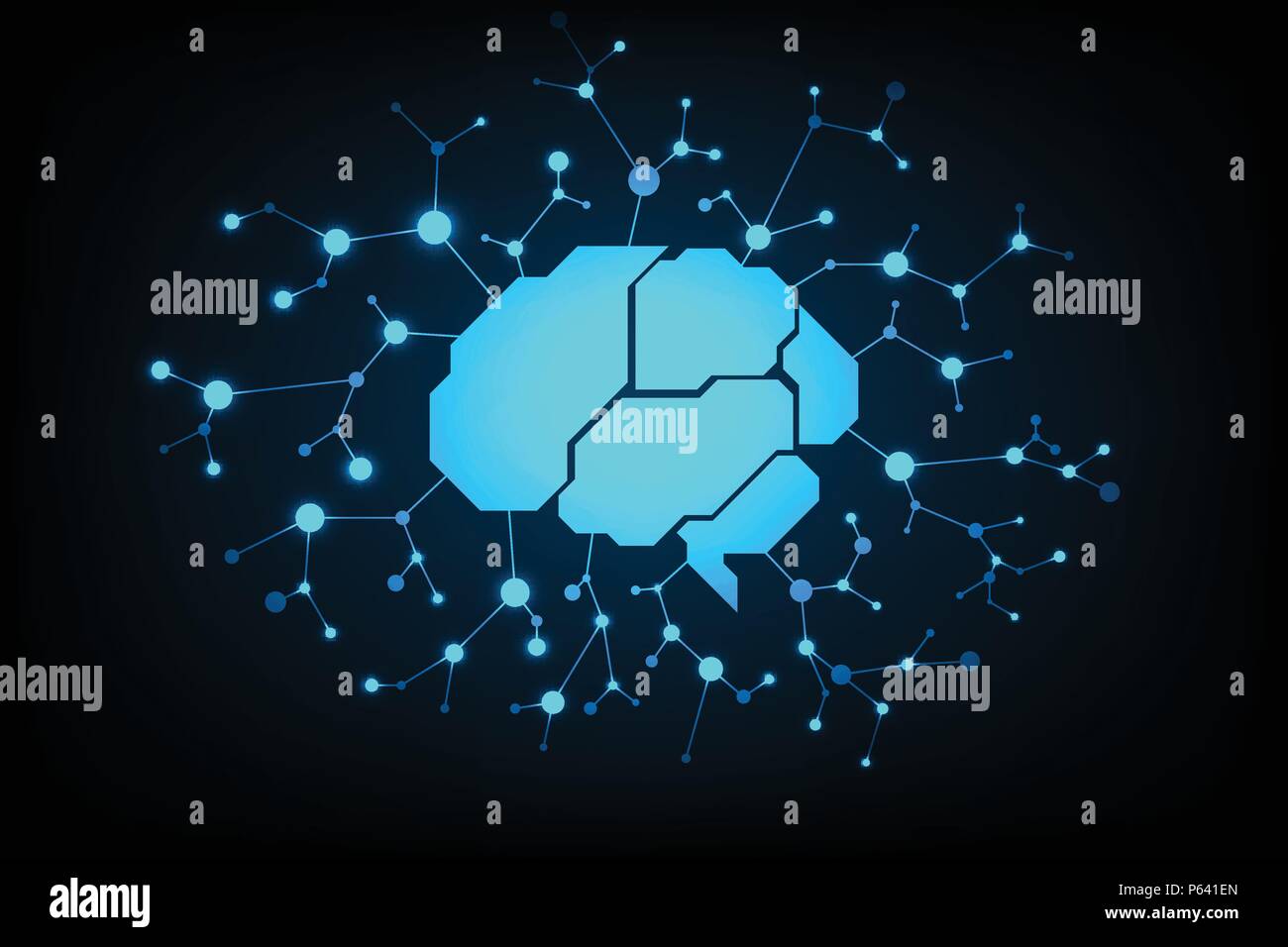 Vector technology in the brain concept is the center of various systems. Stock Vector