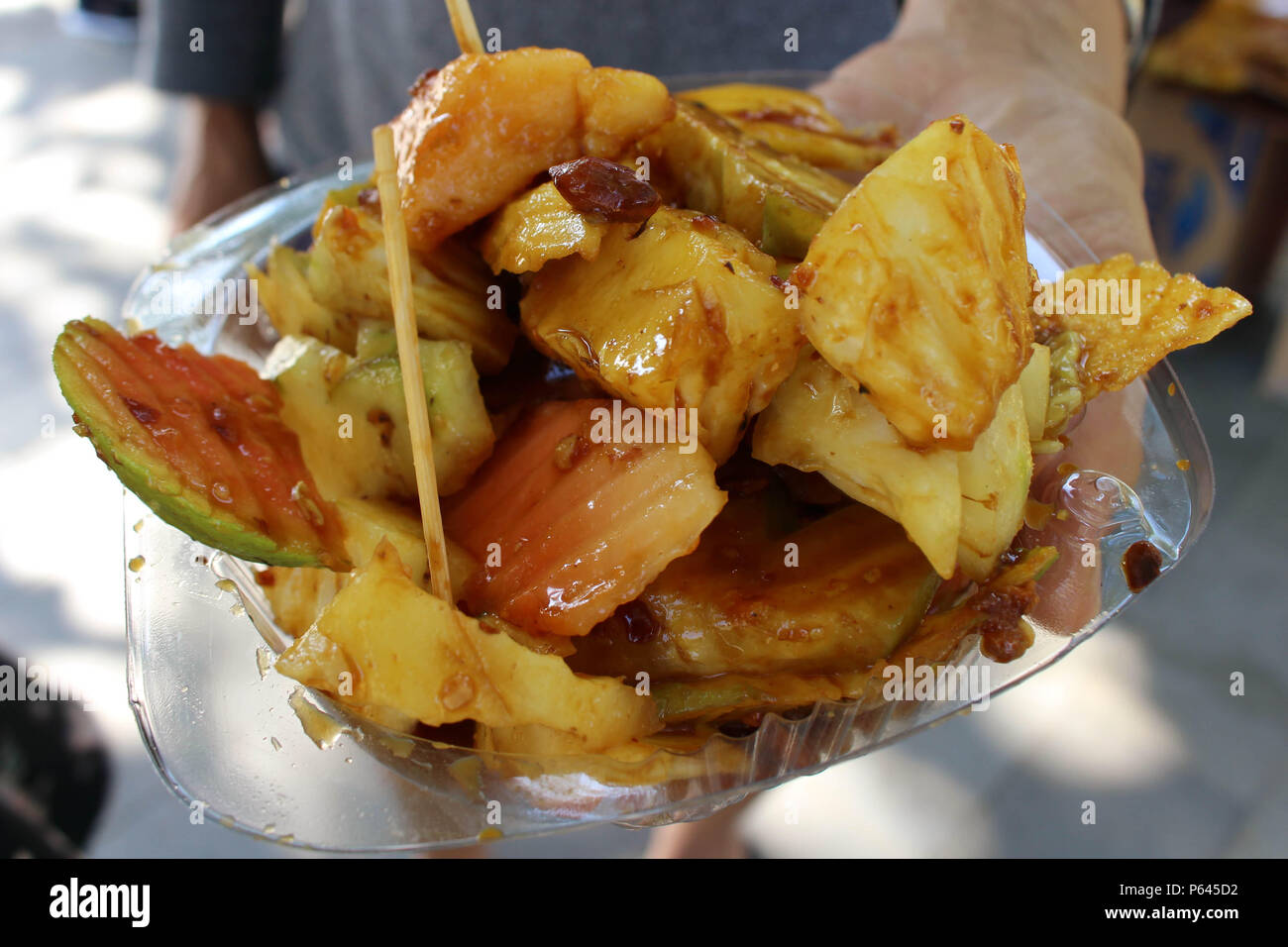 The Southeast Asian fruit salad - called rujak or rojak. Indonesian ...