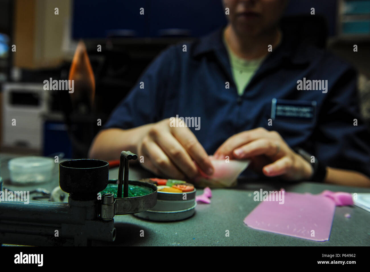 Staff Sgt. Kristina Plunkett, a dental laboratory technician with the