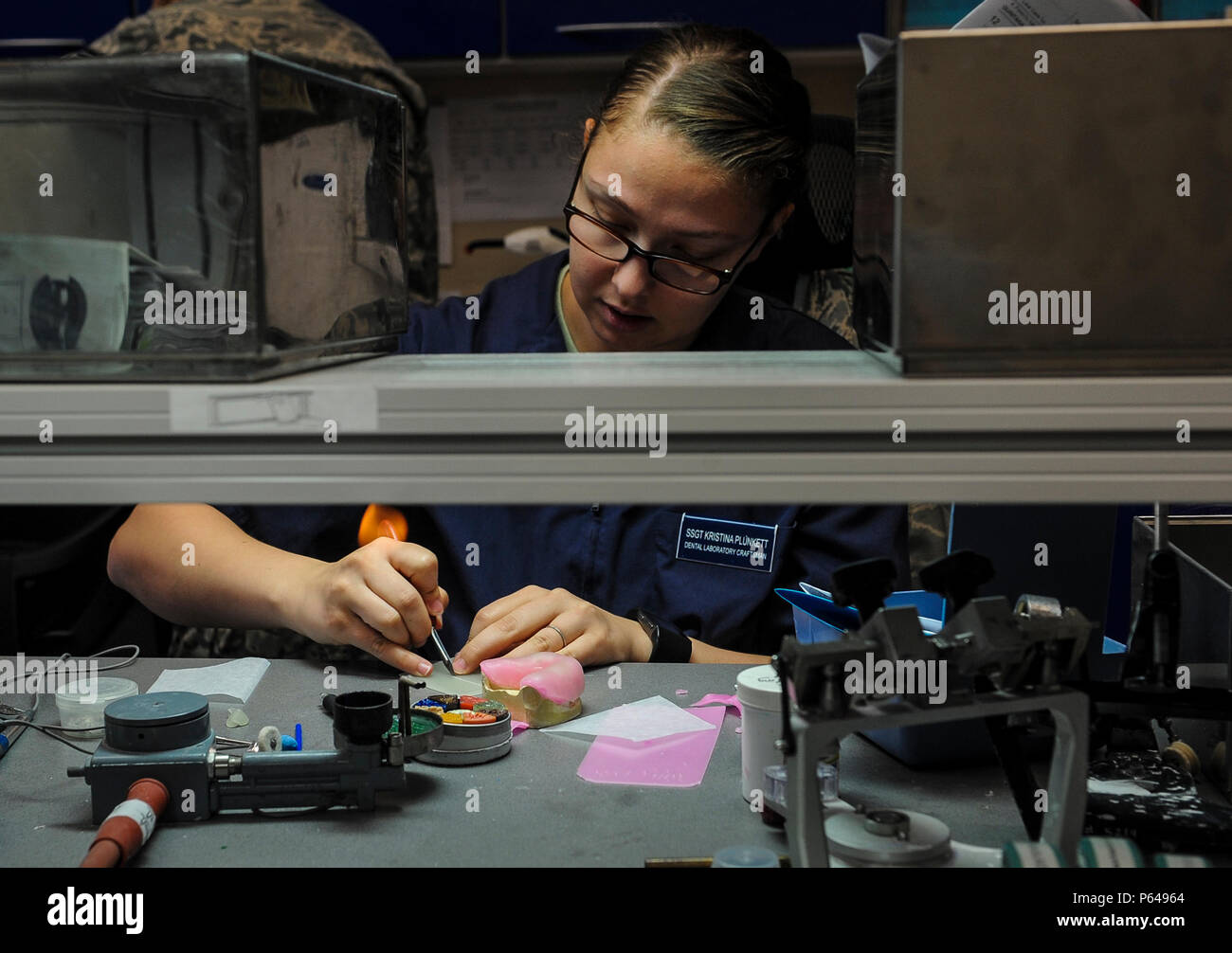Staff Sgt. Kristina Plunkett, a dental laboratory technician with the