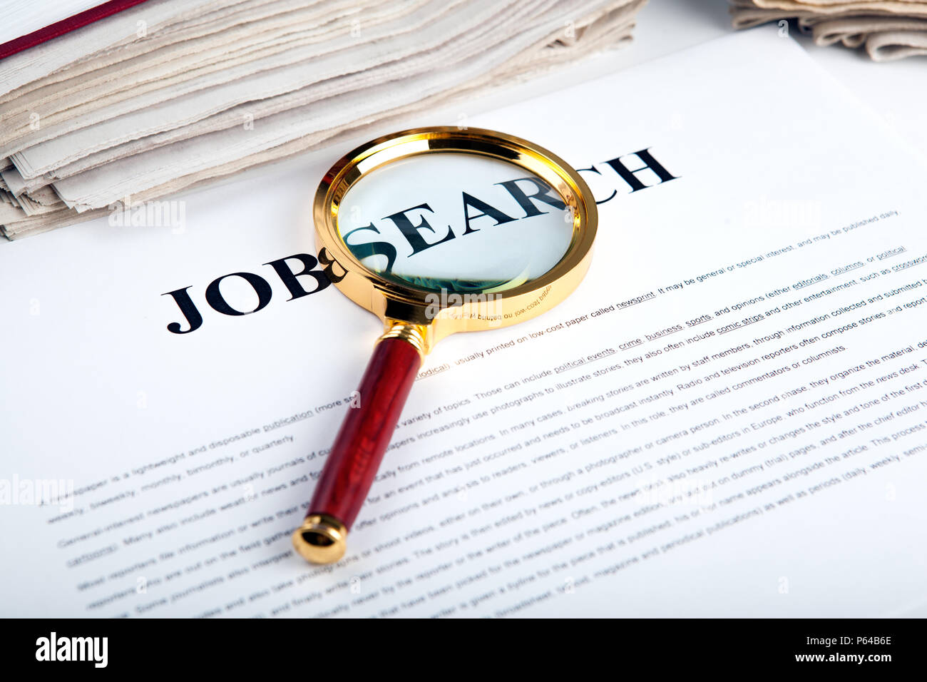 office supplies and job search close up Stock Photo Alamy