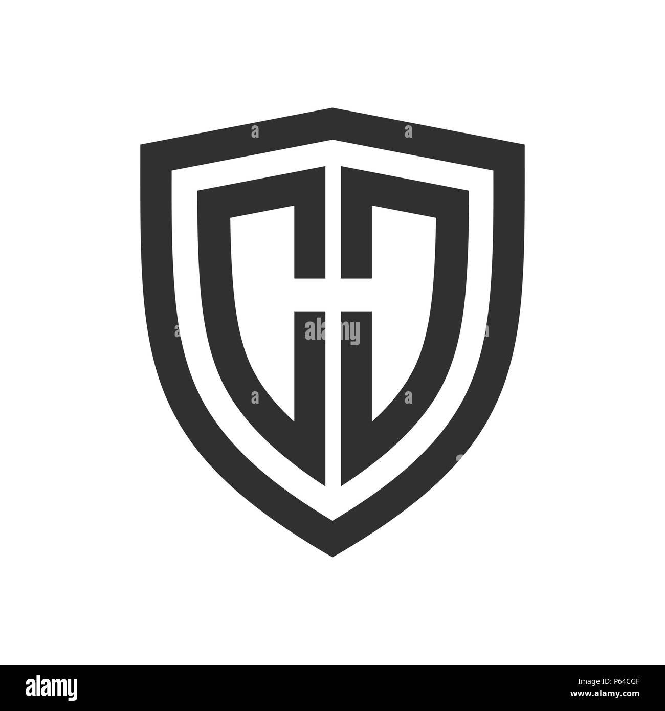 Shield Basic Outline Initial H Vector Symbol Graphic Logo Design Template Stock Vector