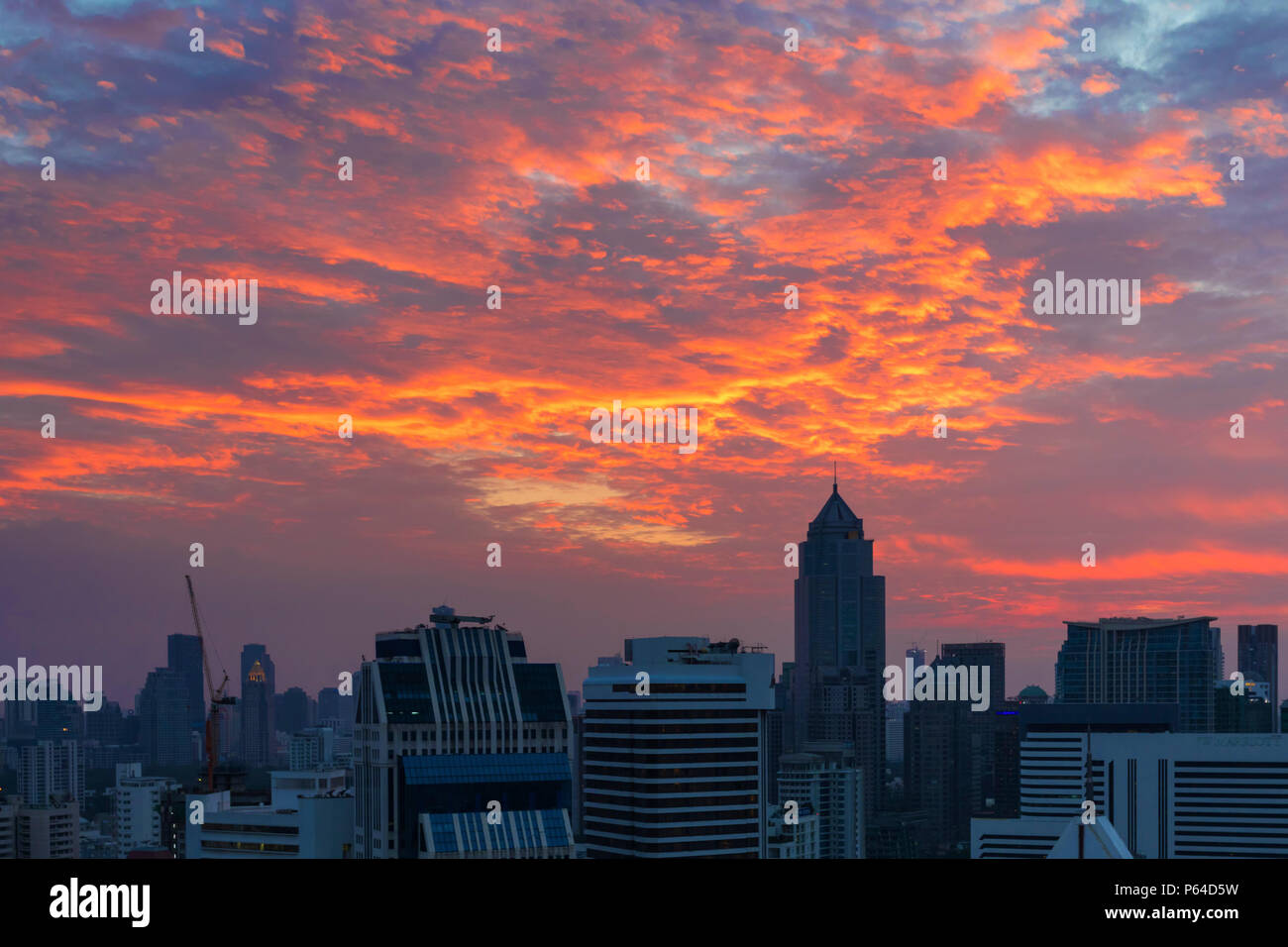 Bangkok skyline at sunset, Thailand Stock Photo - Alamy