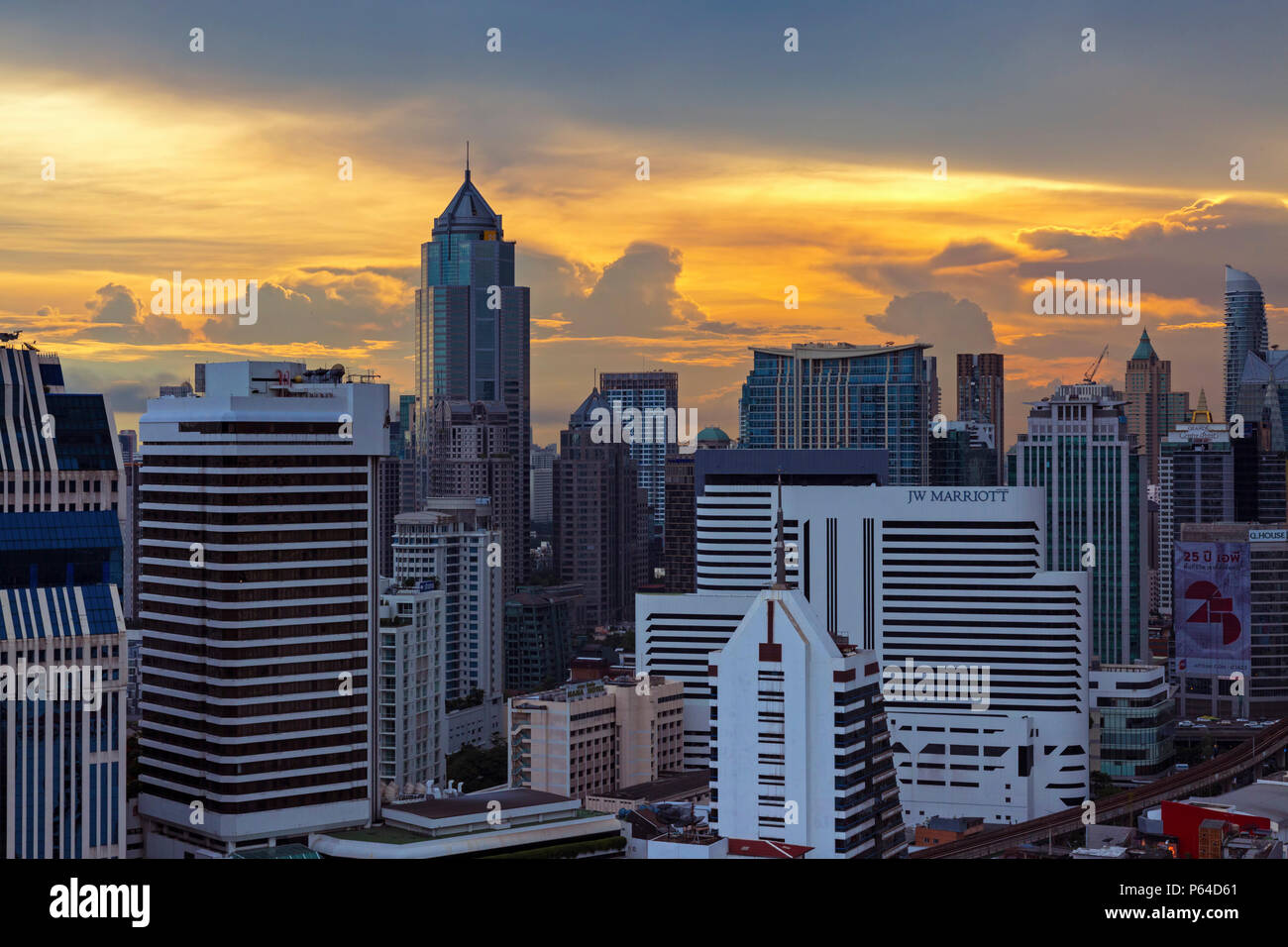 Bangkok skyline at sunset, Thailand Stock Photo - Alamy