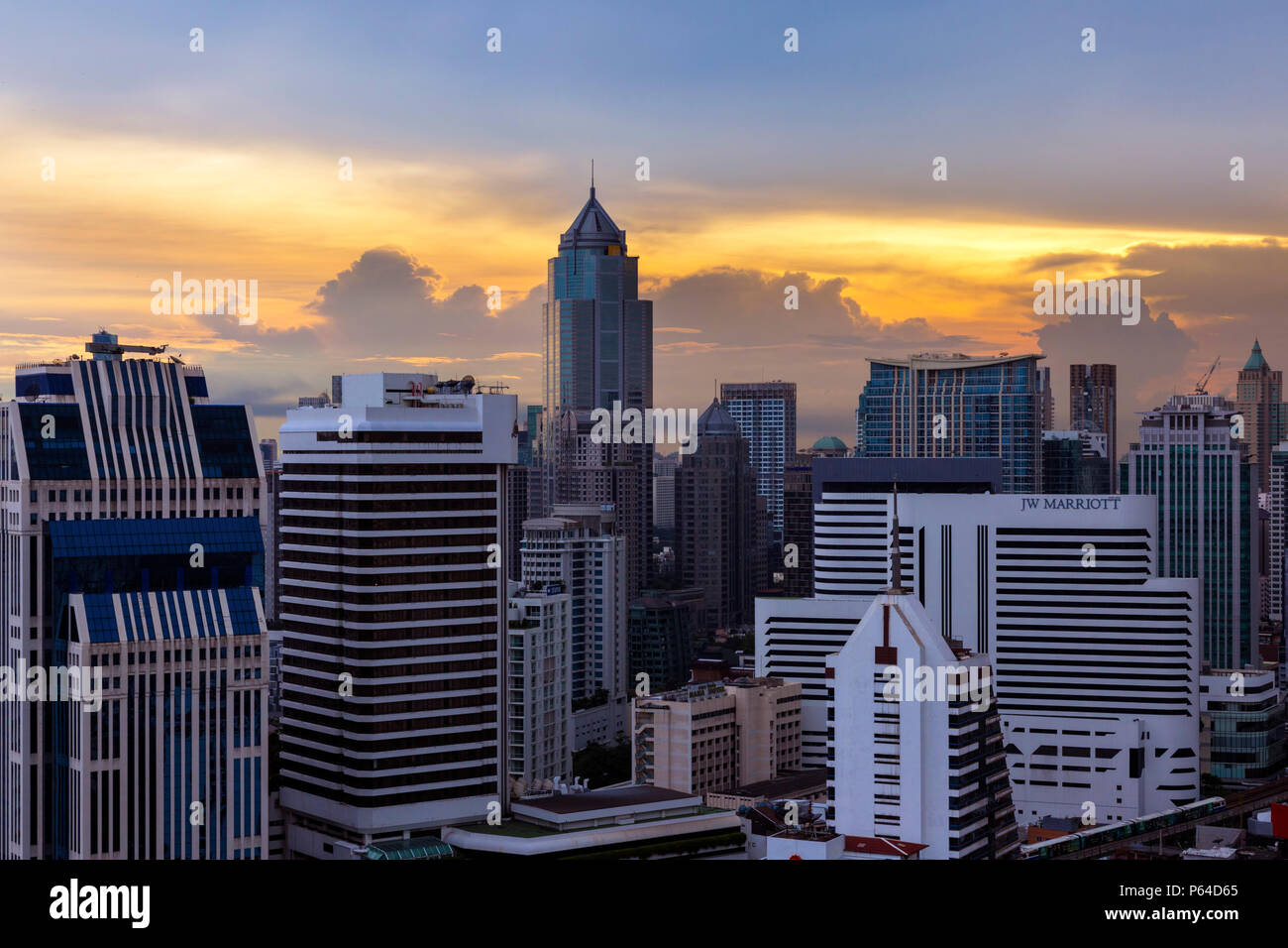 Bangkok skyline at sunset, Thailand Stock Photo - Alamy