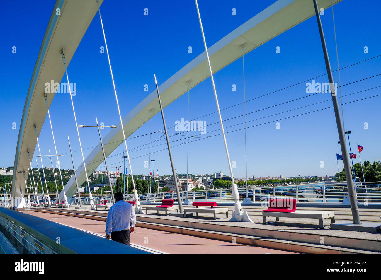 Raymond Barre bridge, Lyon, France Stock Photo