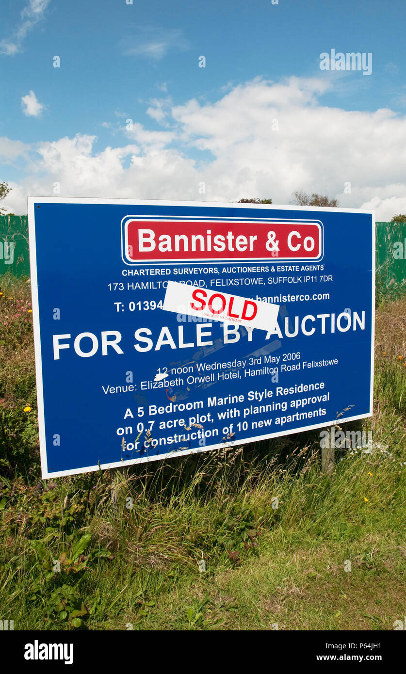 Plot of land sold at auction, Felixstowe, Suffolk, UK Stock Photo Alamy
