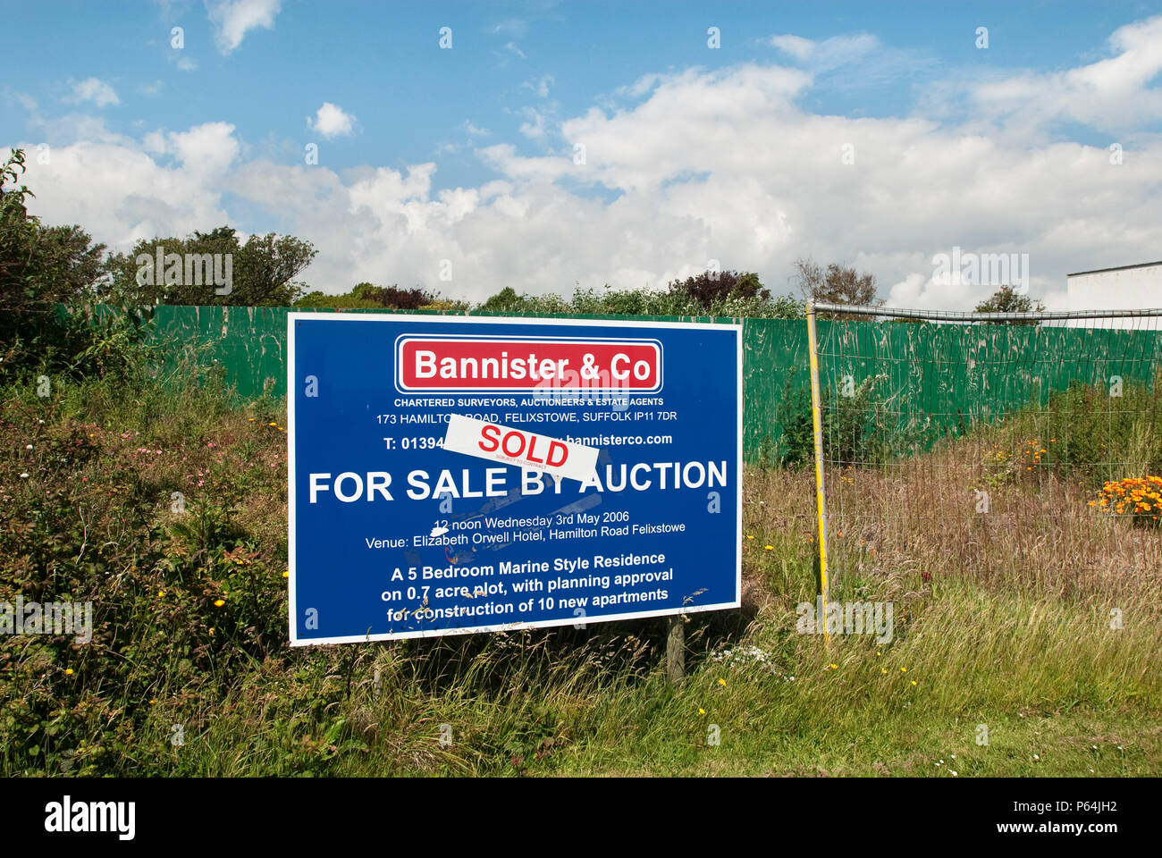 Plot of land sold at auction, Felixstowe, Suffolk, UK Stock Photo Alamy