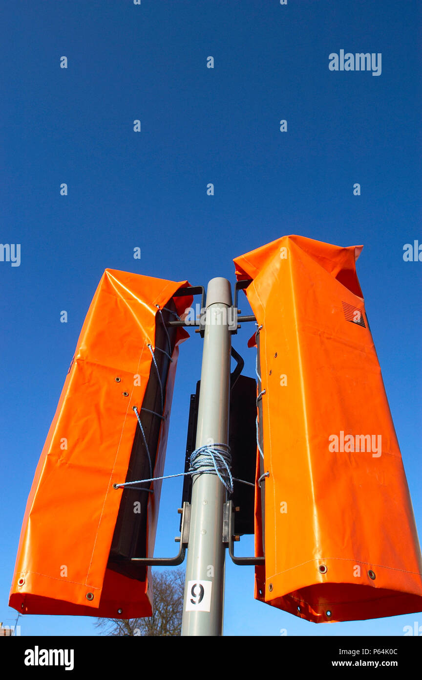 Traffic light out of order covered with plastic sheets Stock Photo Alamy