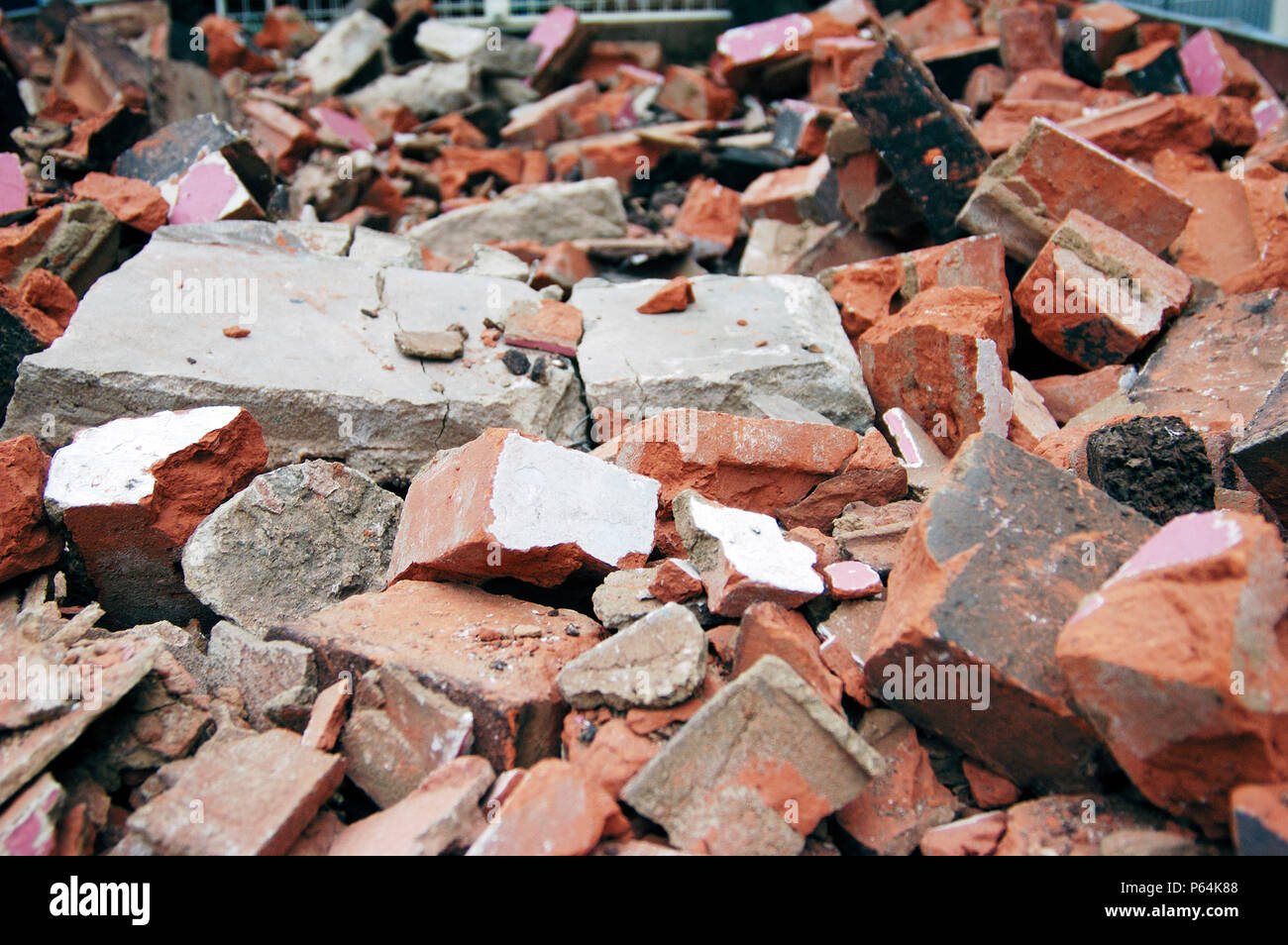 Bricks and rubble ready for disposal Stock Photo Alamy