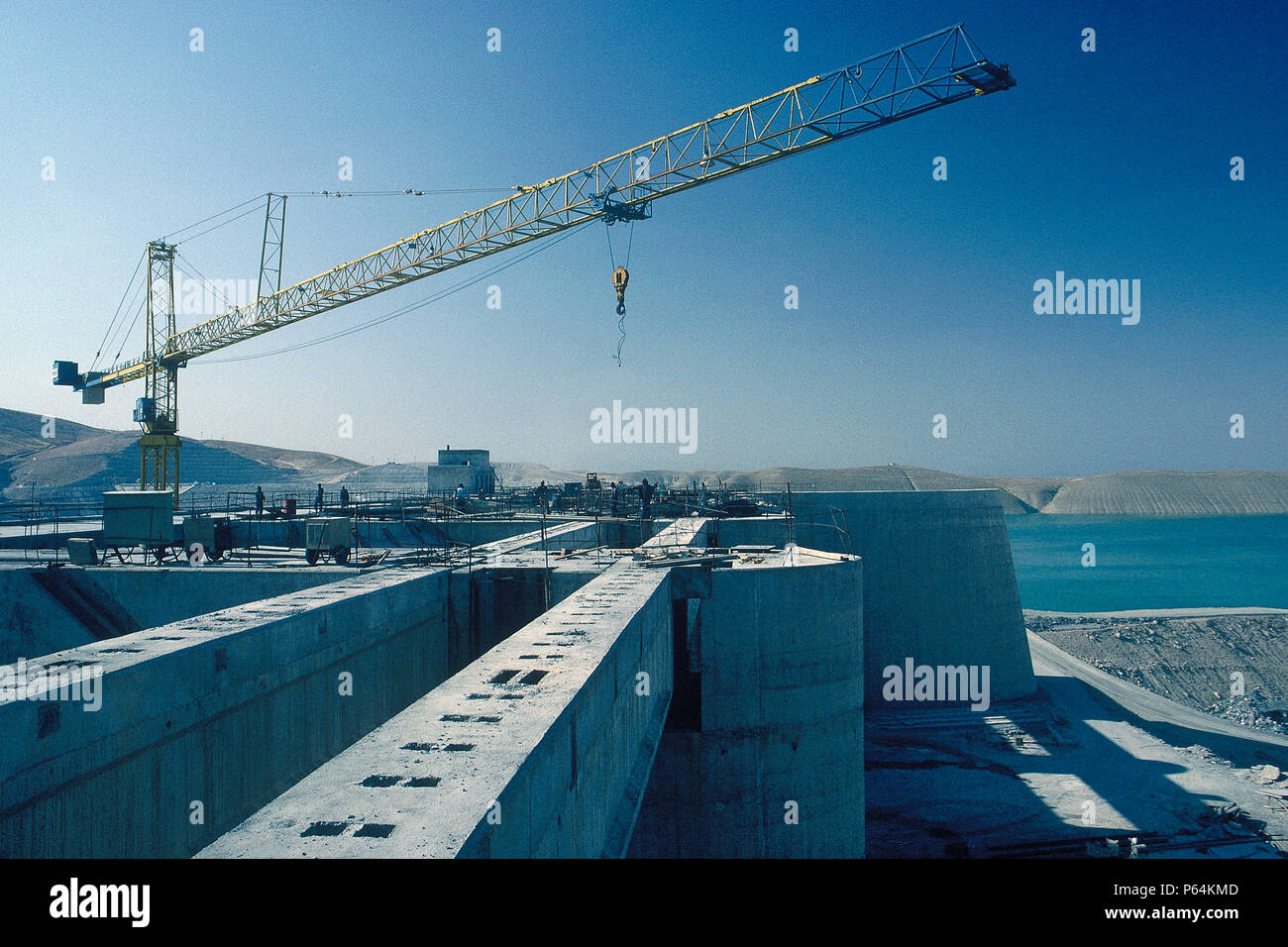 Ataturk dam under construction, Turkey. Ataturk Dam the world's fifth