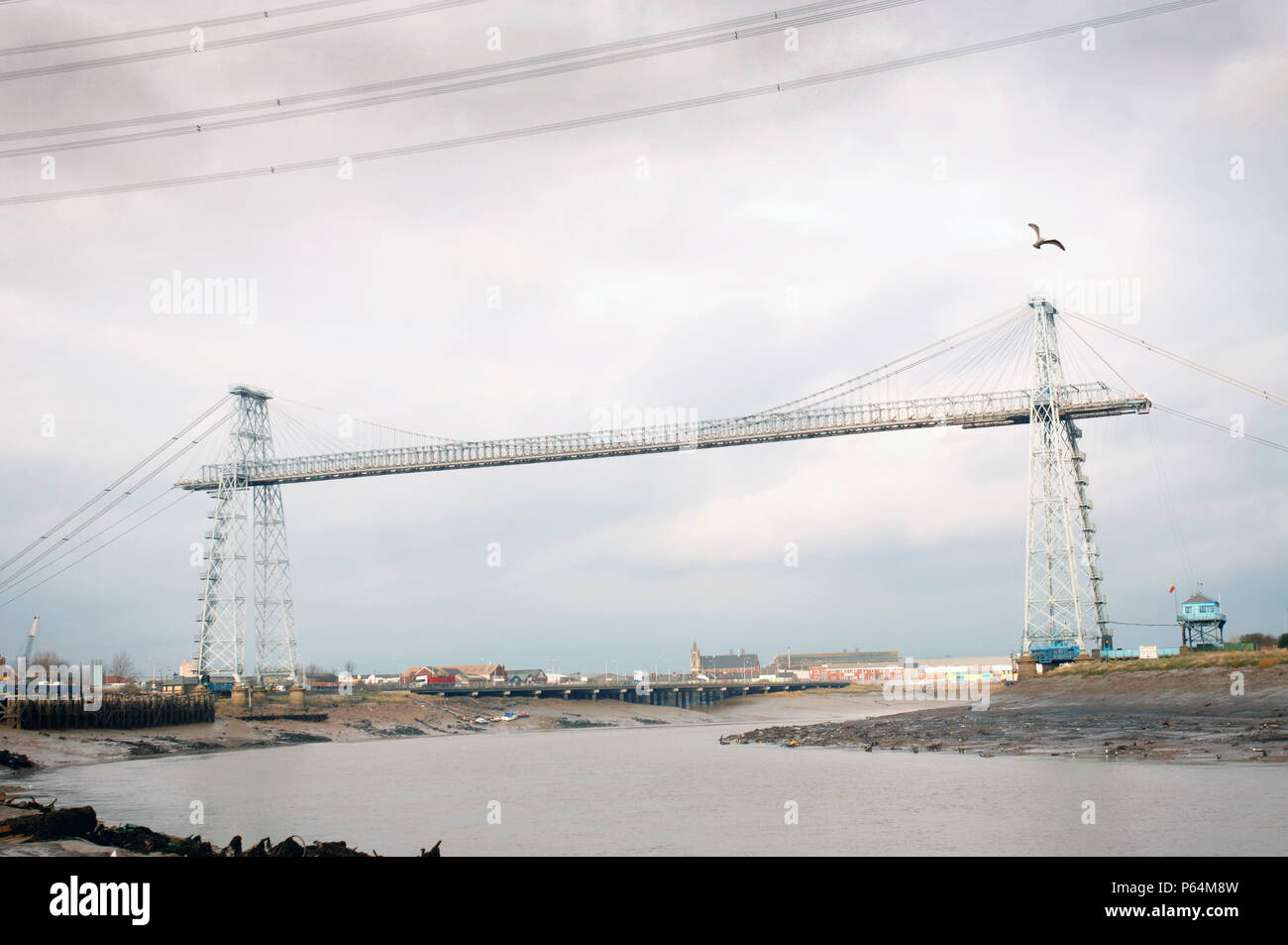 The Newport Transporter Bridge is a crossing of the River Usk in the city of Newport, South Wales, United Kingdom. It is a Grade I listed structure. D Stock Photo
