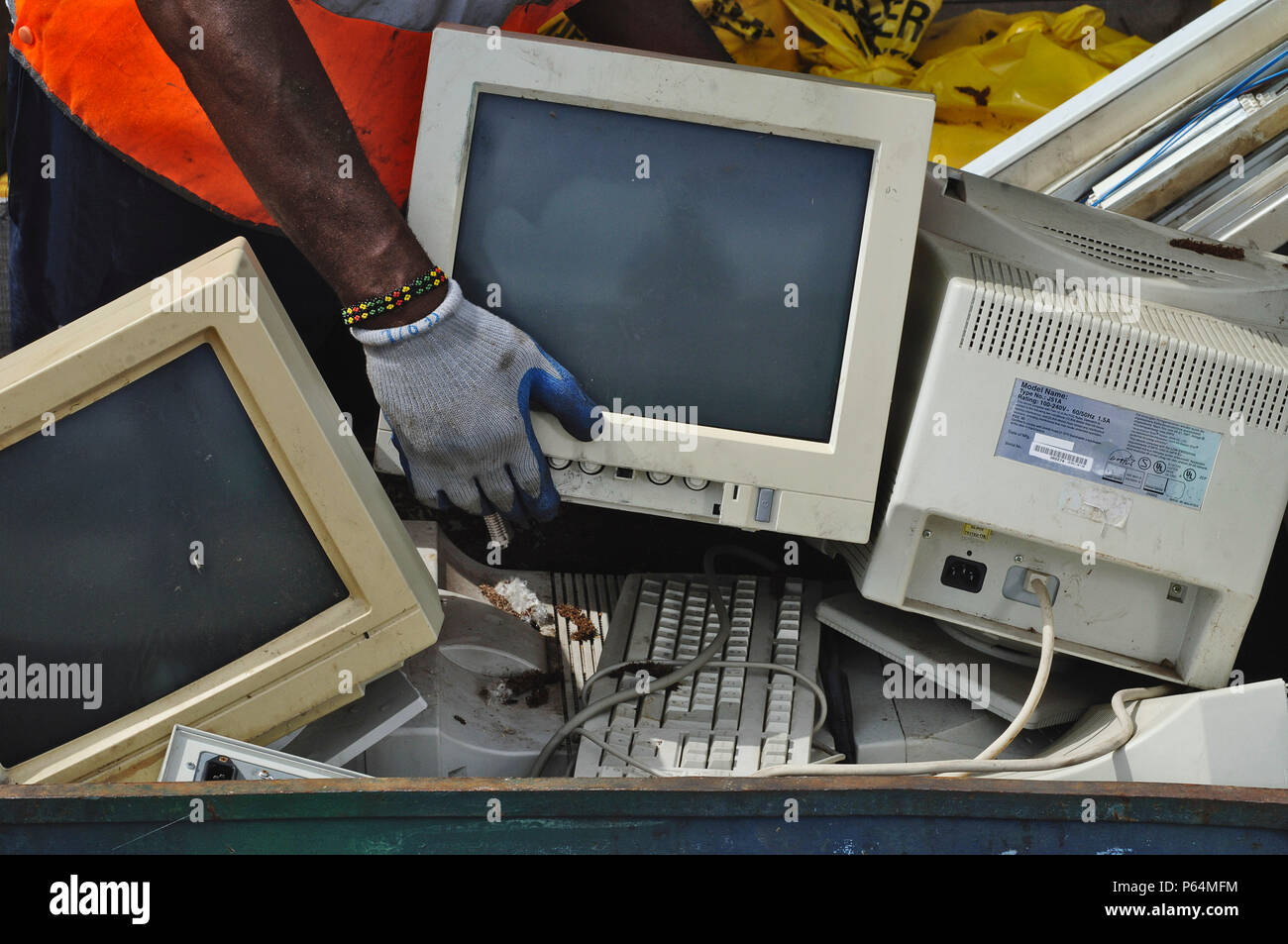 Recycling old computer monitors Stock Photo Alamy