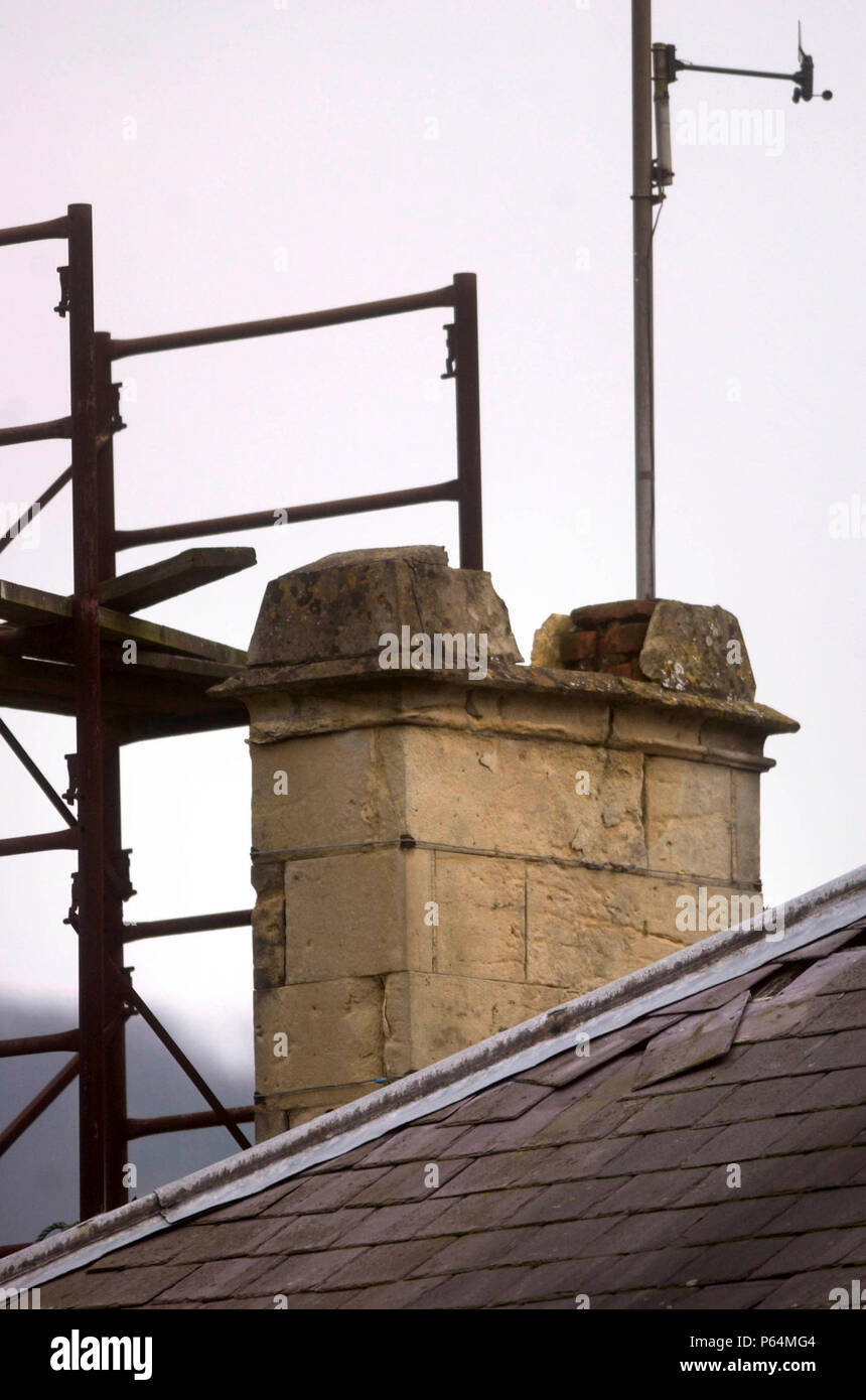Slate roof being repaired Stock Photo Alamy