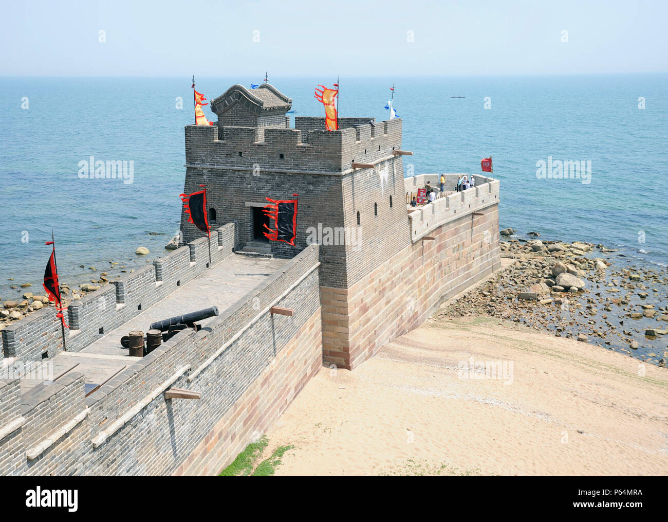 The Great Wall Of China At Shanhaiguan Hebei Province Where The Great Wall Meets The Sea This Section Was Rebuilt In 1987 Stock Photo Alamy