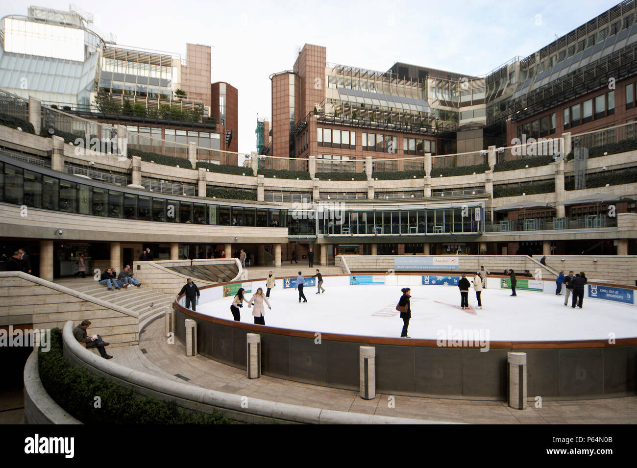 Ice skating in Broadgate Centre, City of London, UK Stock Photo Alamy
