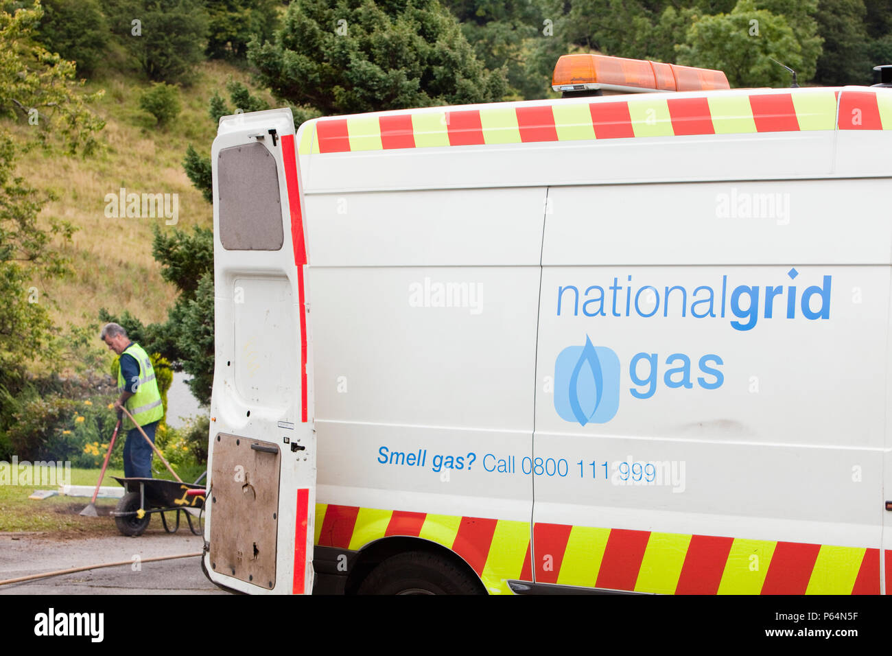 Workers from British Gas replacing old metal gas pipes with plastic