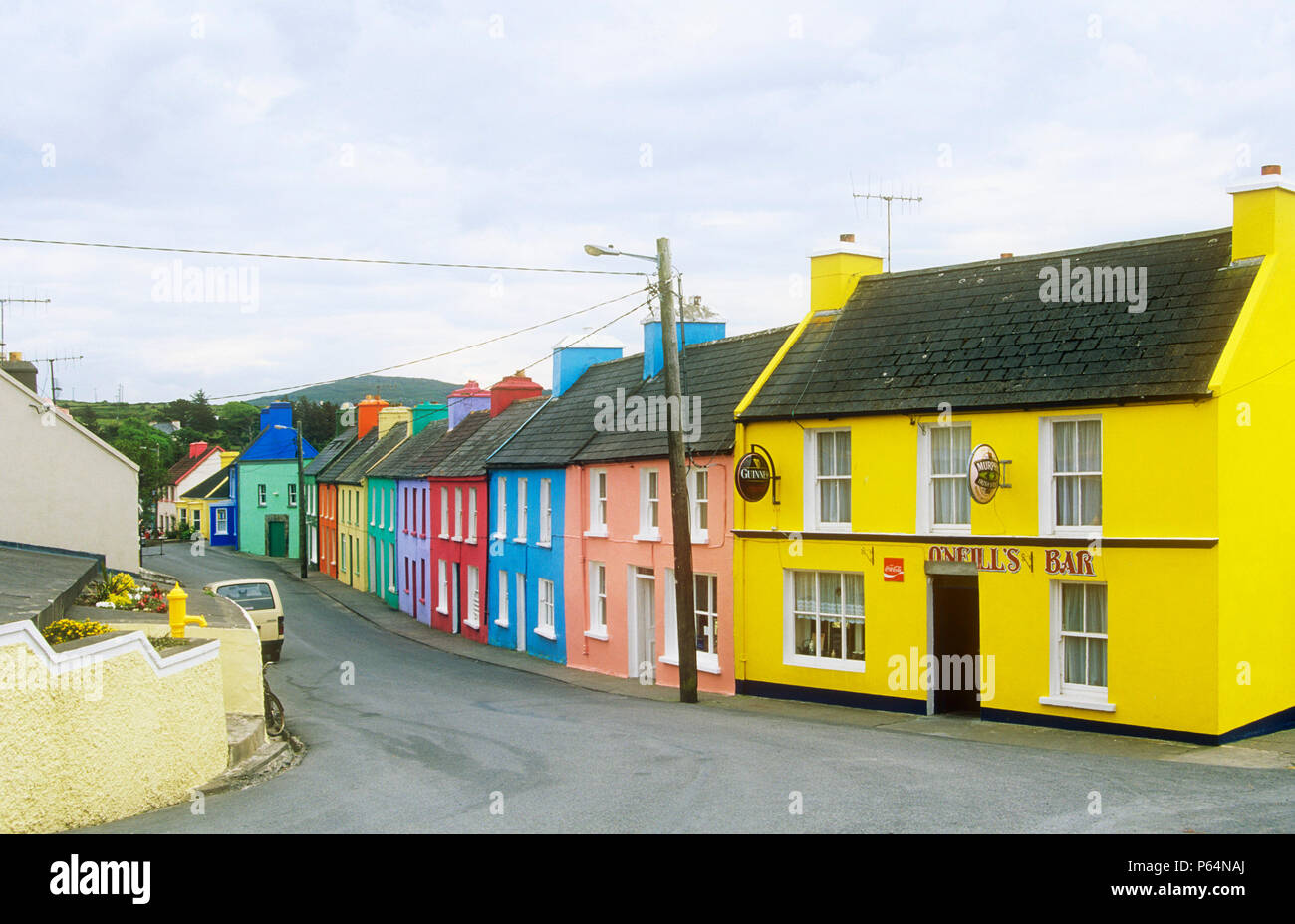 Colourful houses in the village of Eeries in the Irish Republic Stock Photo