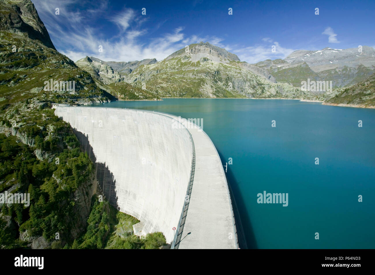 Lake Emerson on the Swiss French border dammed to generate hydro electric  power Stock Photo - Alamy