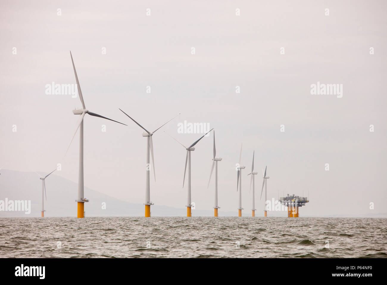 The newly built Robin Rigg offshore wind farm in the solway firth ...