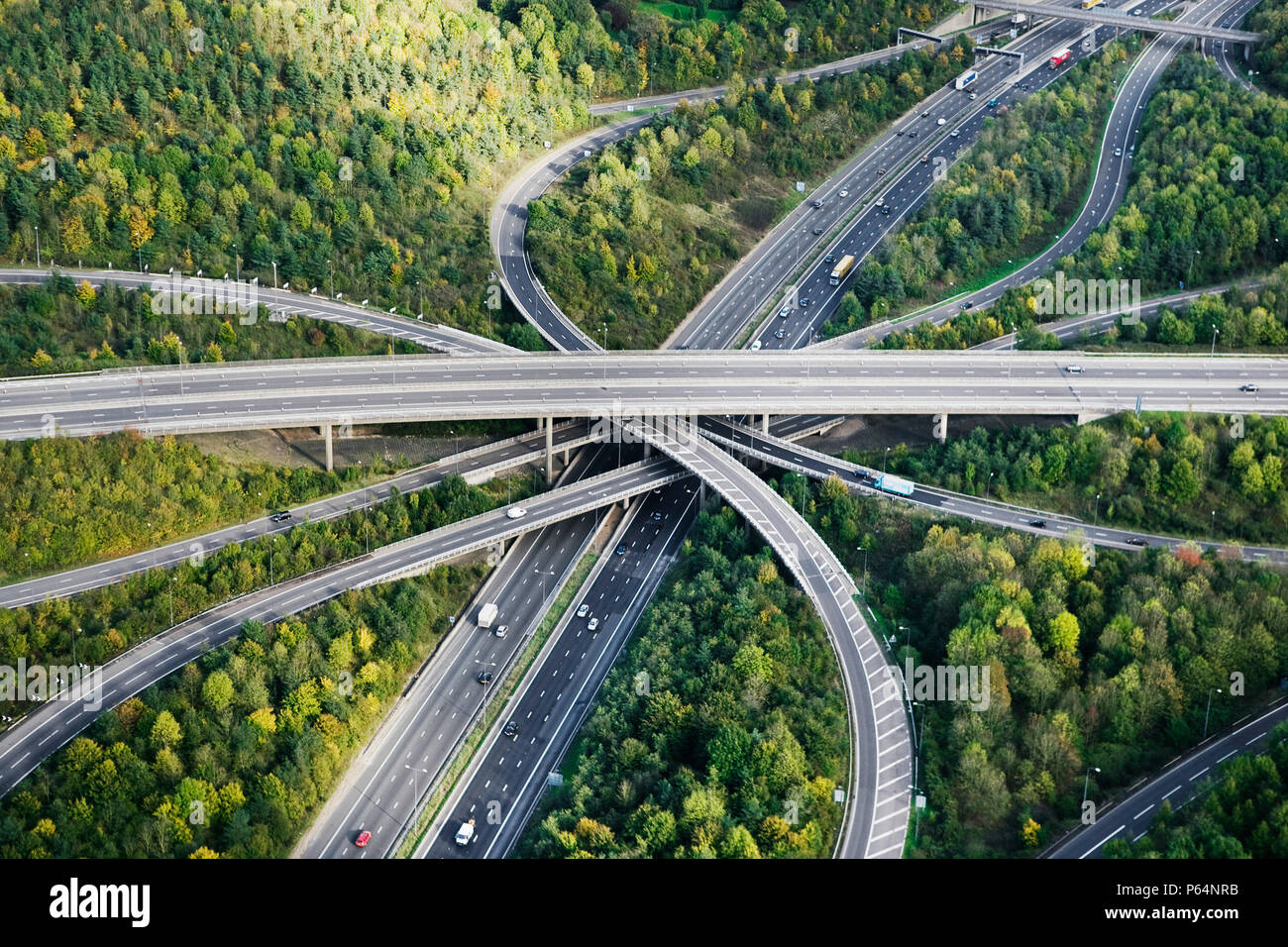 Aerial motorway intersection uk hi-res stock photography and images - Alamy