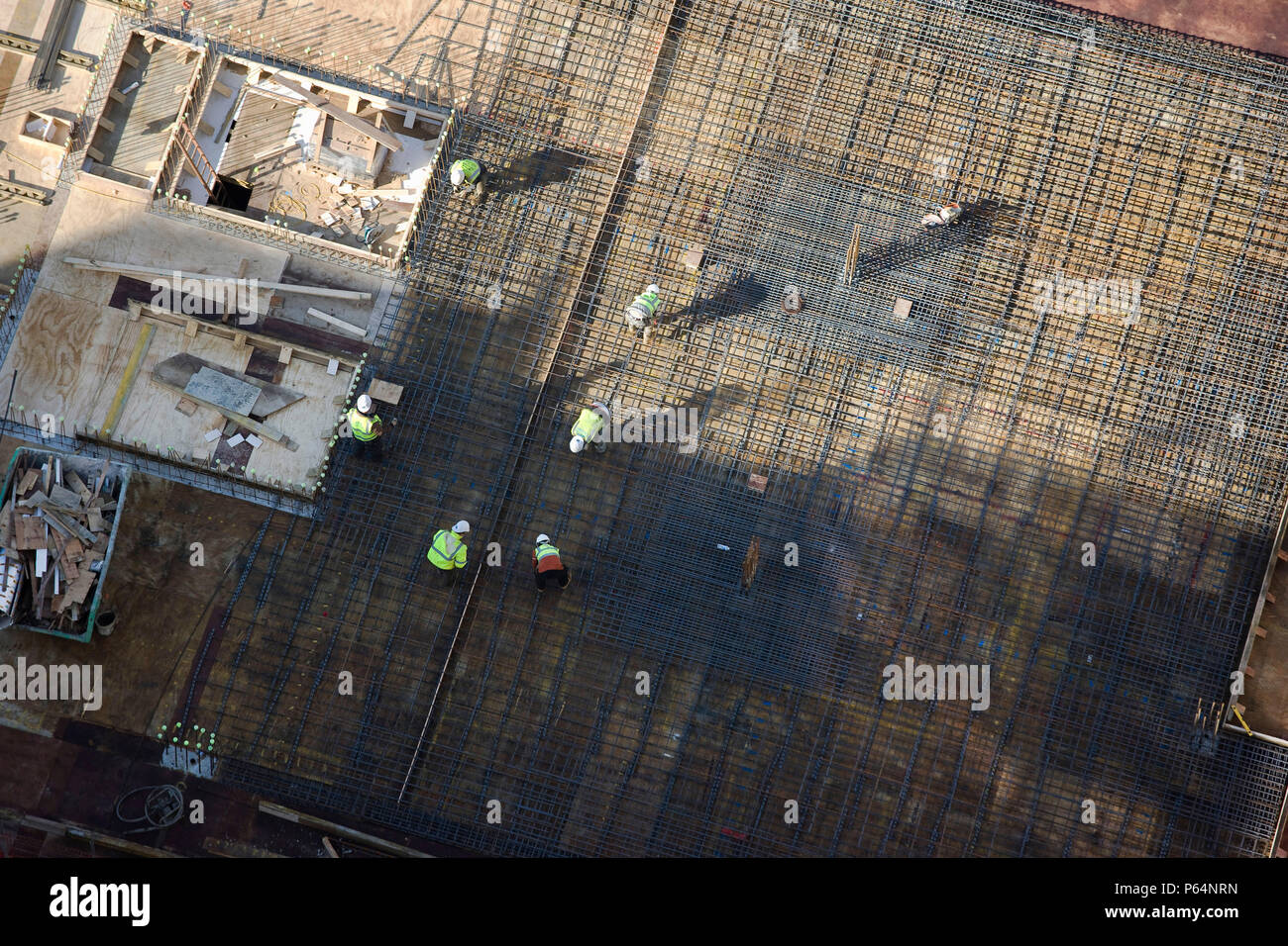 Rebar mesh set for formwork, aerial view Stock Photo Alamy