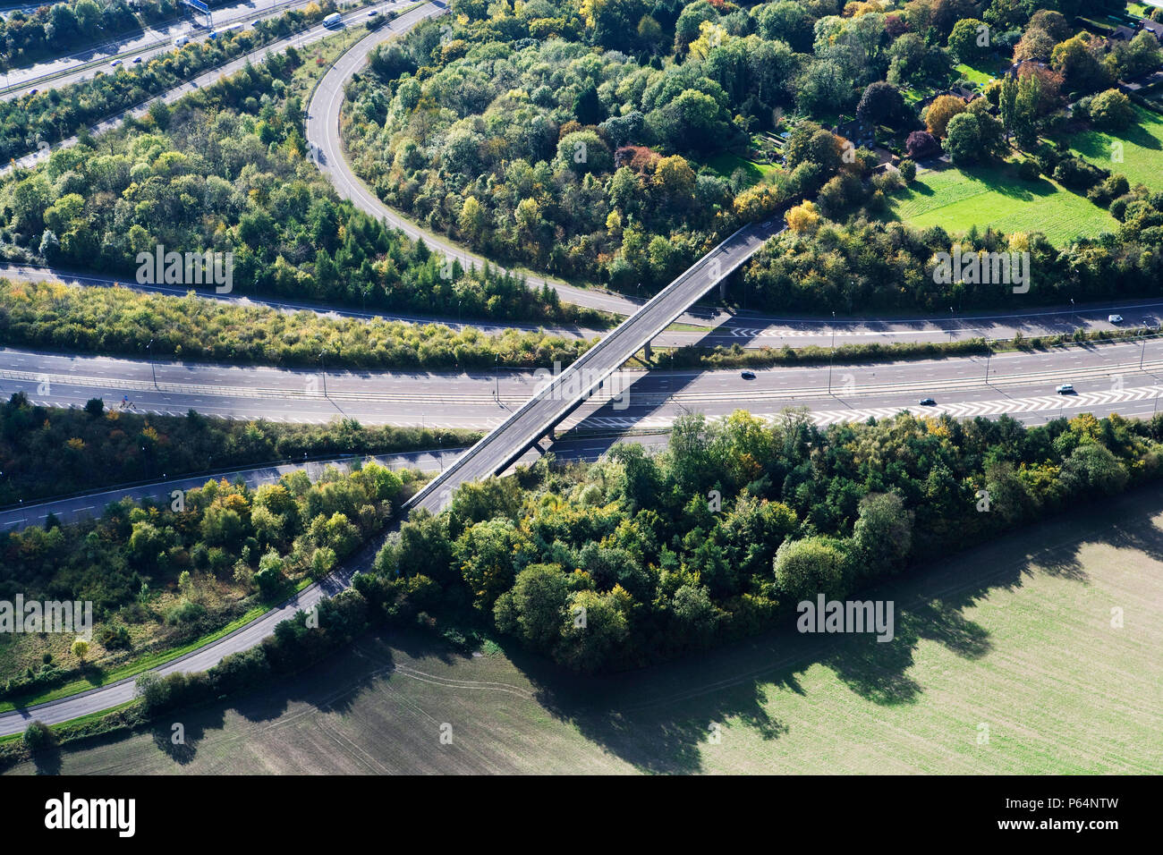 Motorway junction, bridge, flyover and slip road Stock Photo - Alamy