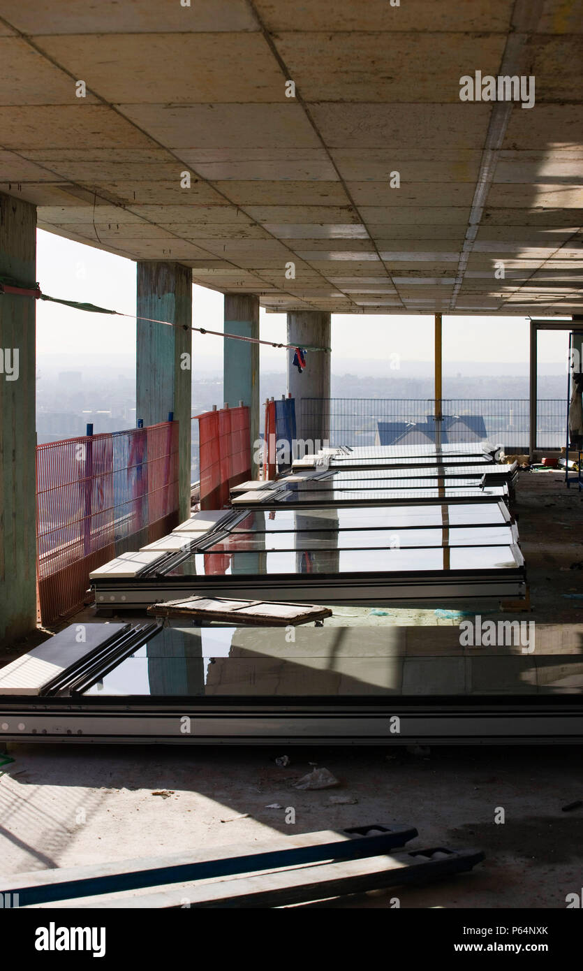 Construction of The Landmark property development, Westferry, London
