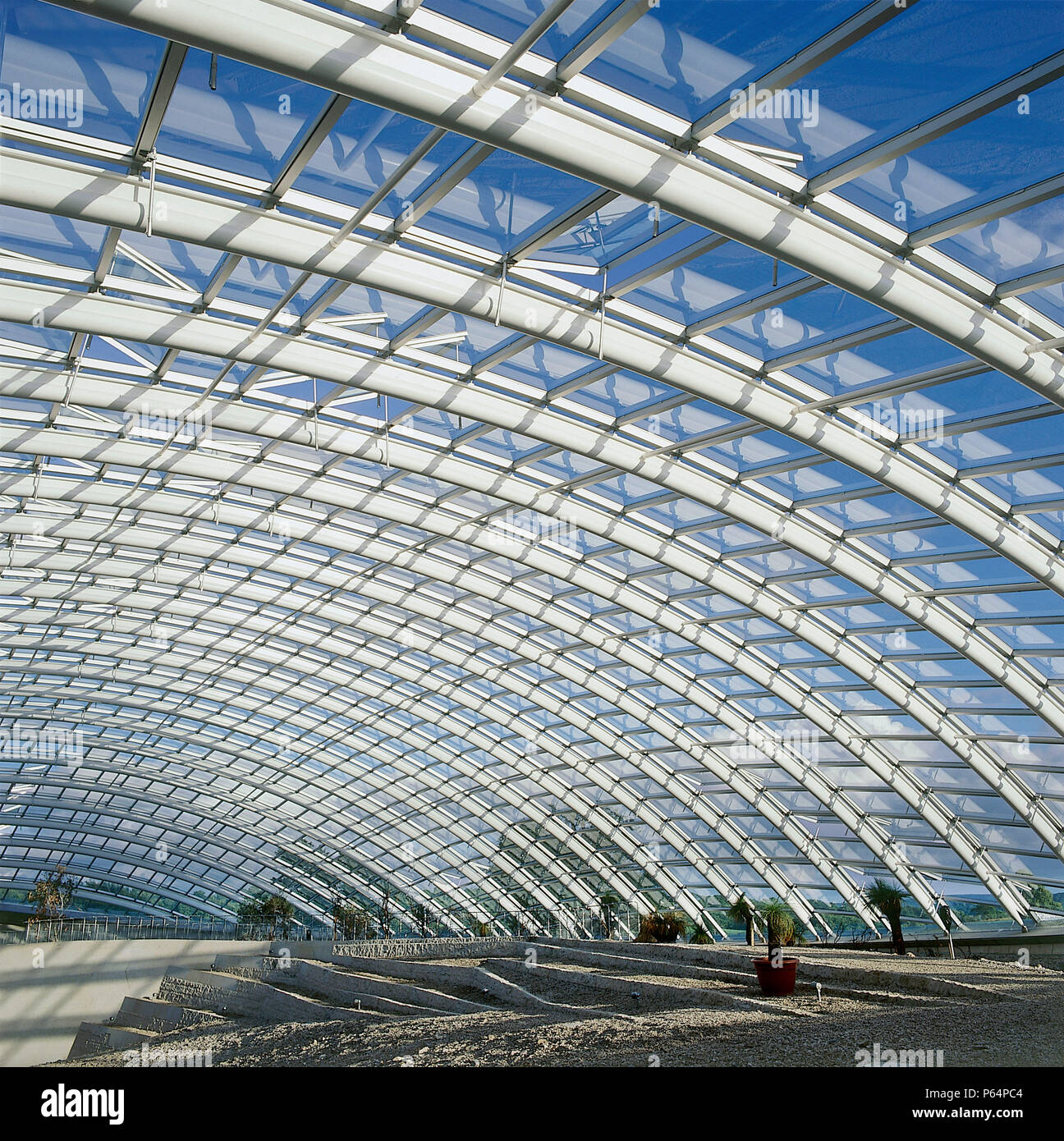 Interior of largest glass span roof Great Glass House, National