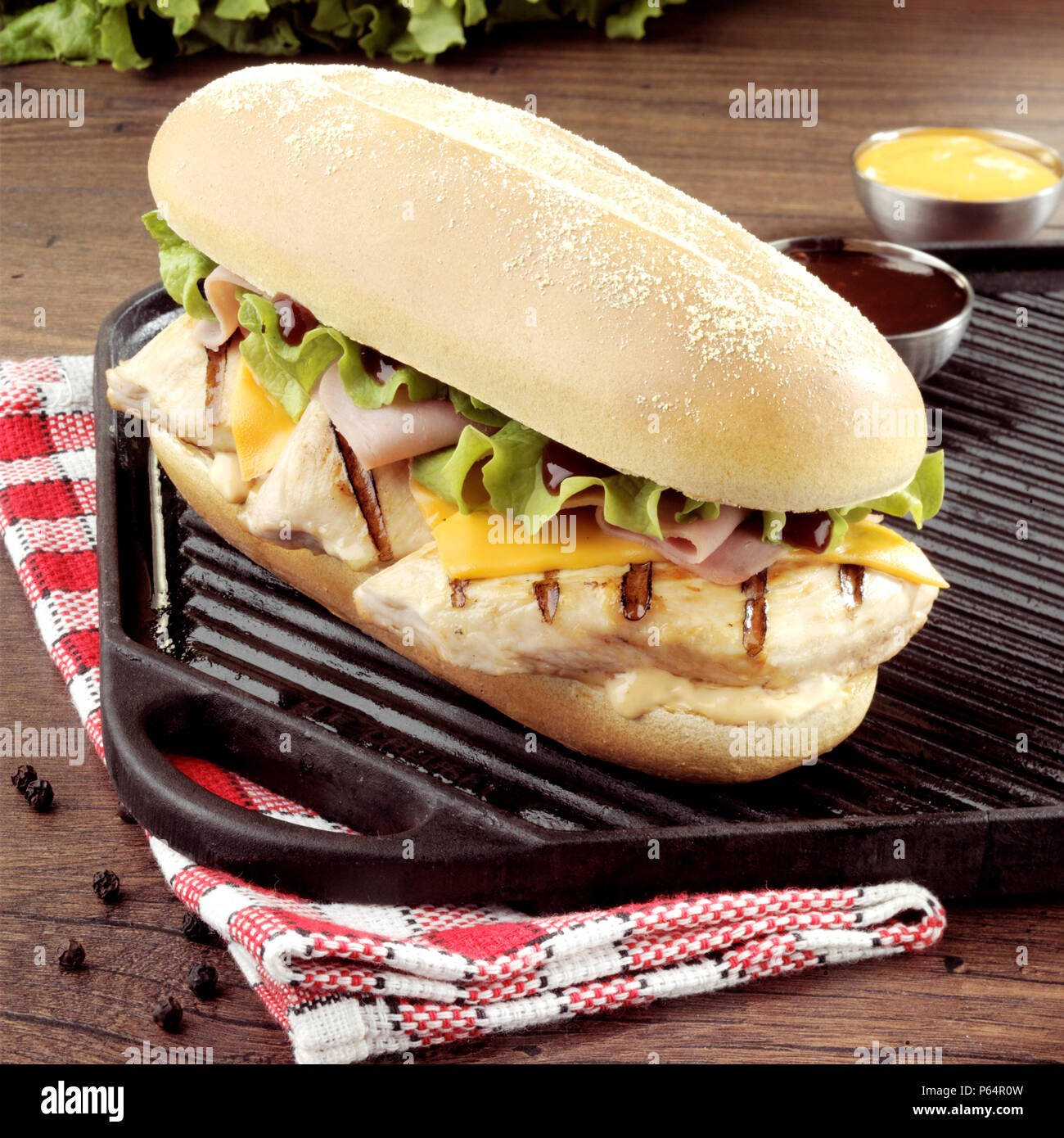 Chicken and cheese sub Stock Photo