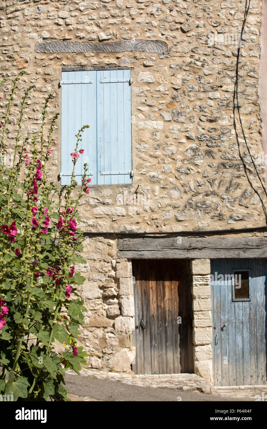 Old stone house with wooden shutters, Provence, France Stock Photo - Alamy