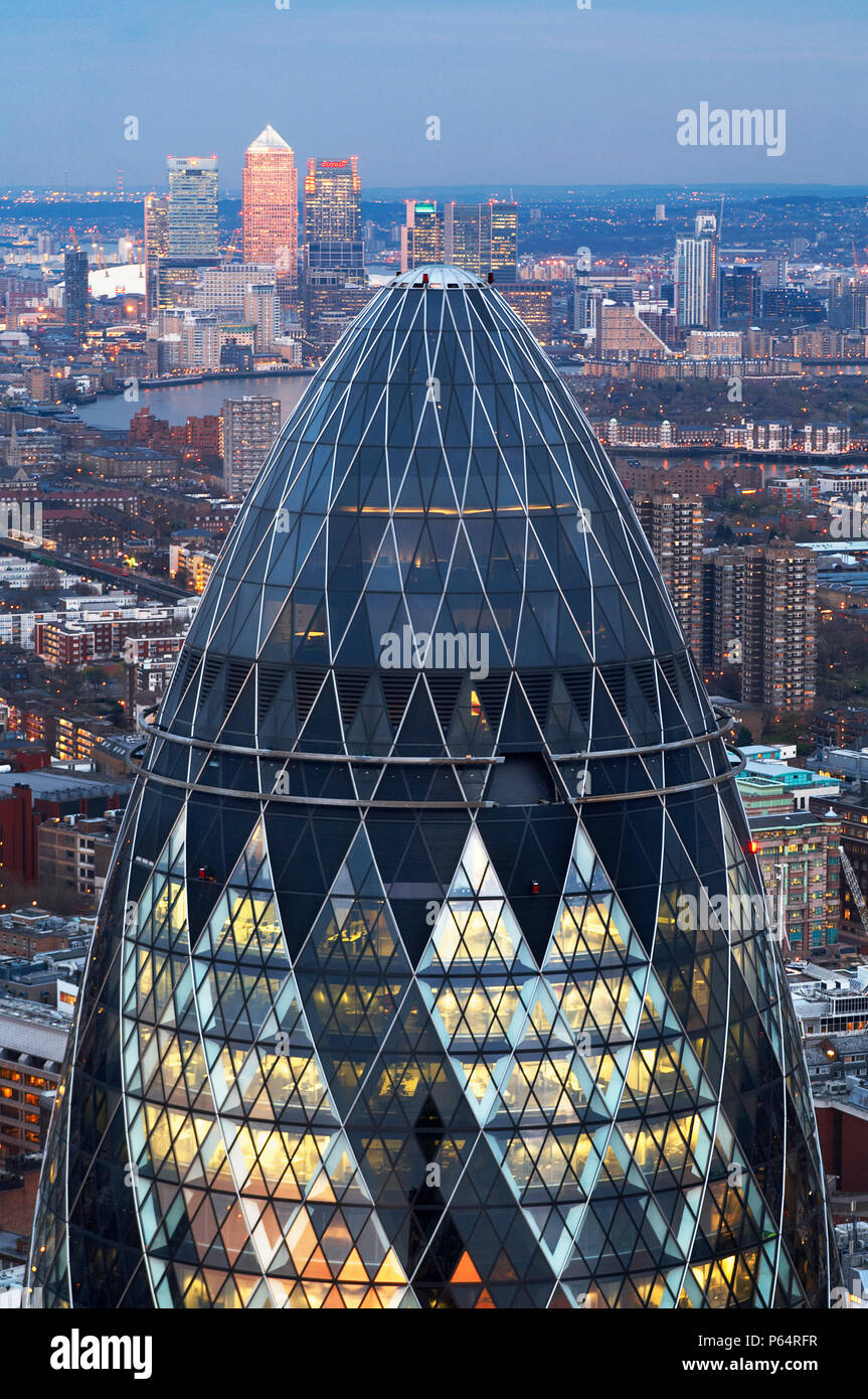 Top of 30 St Mary Axe, The Gherkin, London, UK Stock Photo