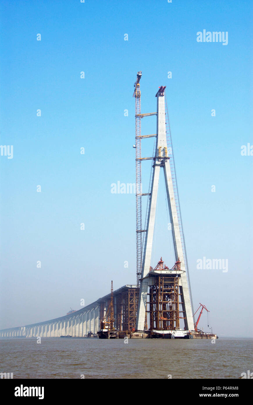 Pylon of Sutong Bridge which is worlds longest cablestayed bridge in
