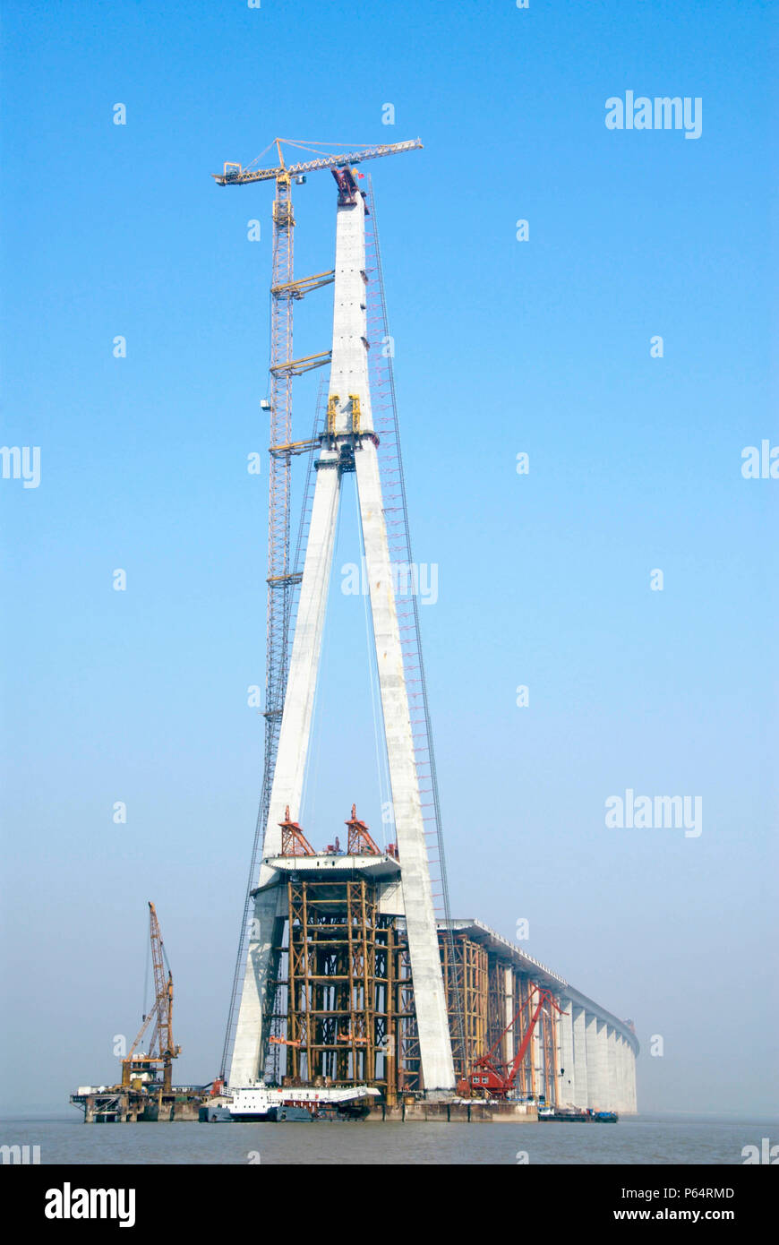 Pylon of Sutong Bridge that is worlds longest cablestayed bridge in