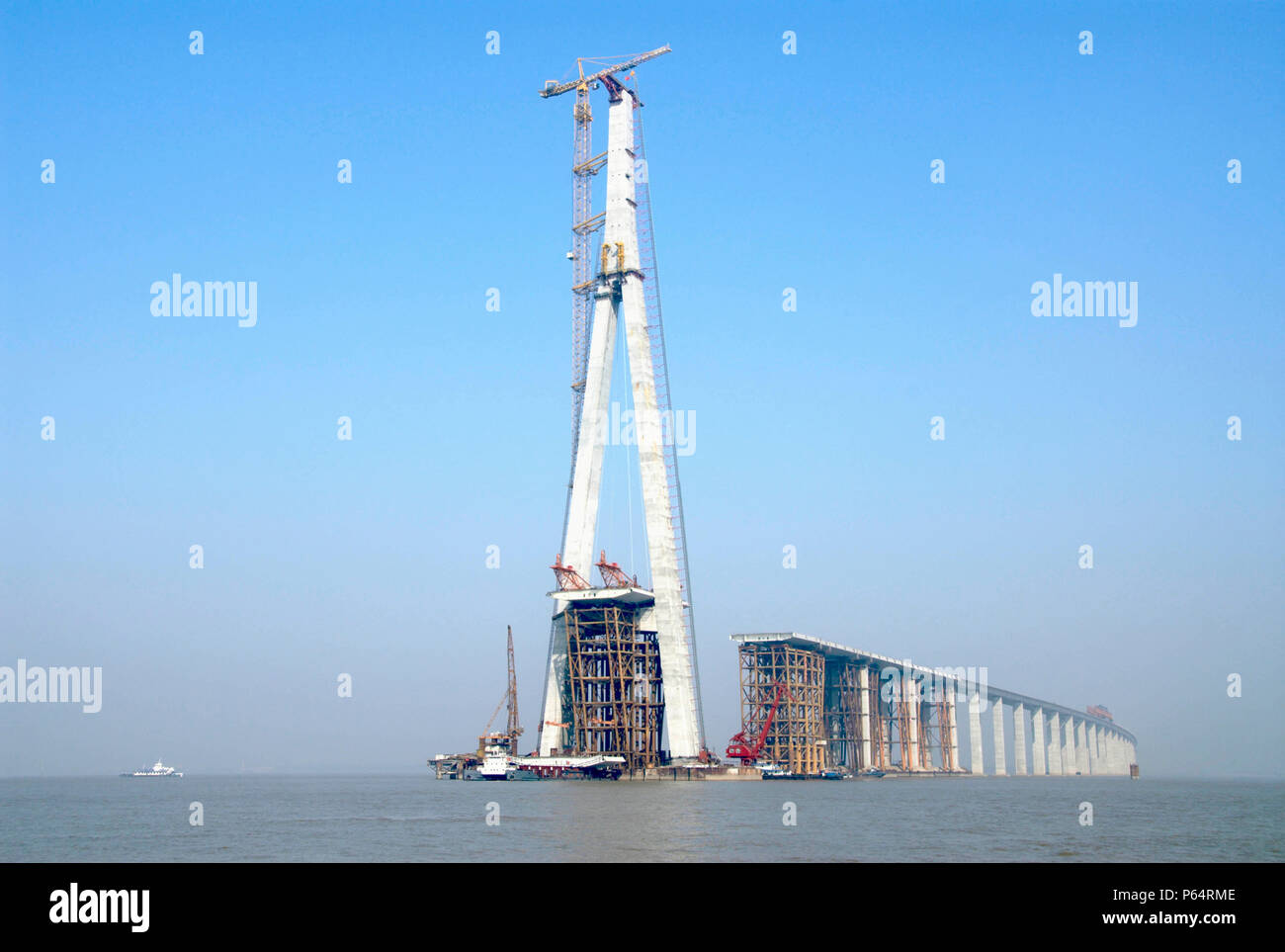 Pylon of Sutong Bridge that is worlds longest cablestayed bridge in