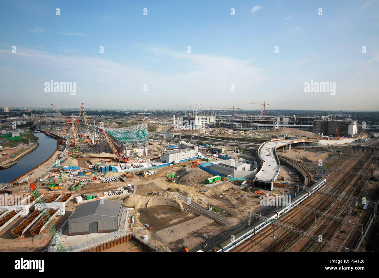 Olympic Aquatics Centre under construction, Stratford, London, UK, August 2009, looking North-West Stock Photo