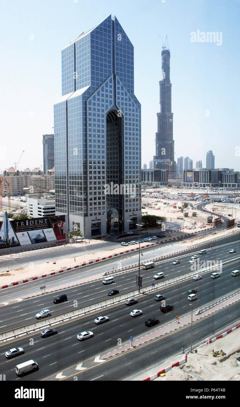 Aerial of Dubai, United Arab Emirates. Dubai Marina, Jumeirah Beach Residence. July 2007. Stock Photo