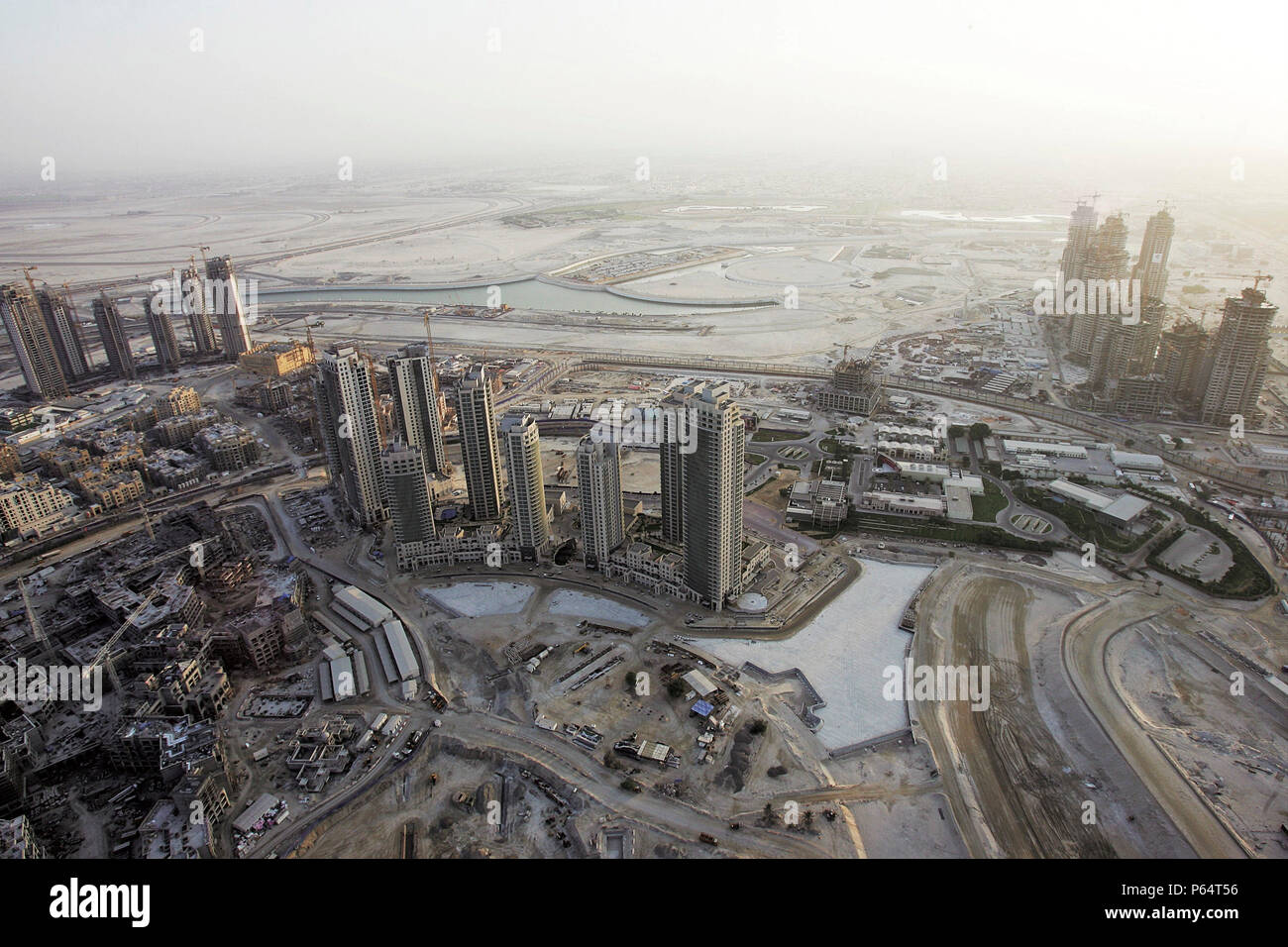 Aerial shot of Dubai construction, Dubai, United Arab Emirates, November 3, 2006. Stock Photo