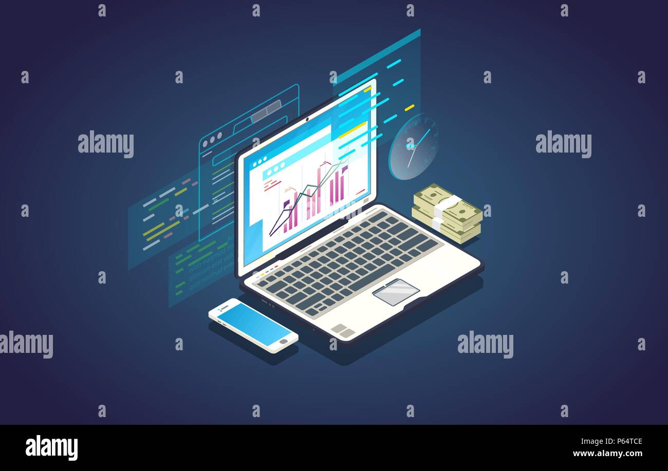 Online finance analytics banner Stock Vector