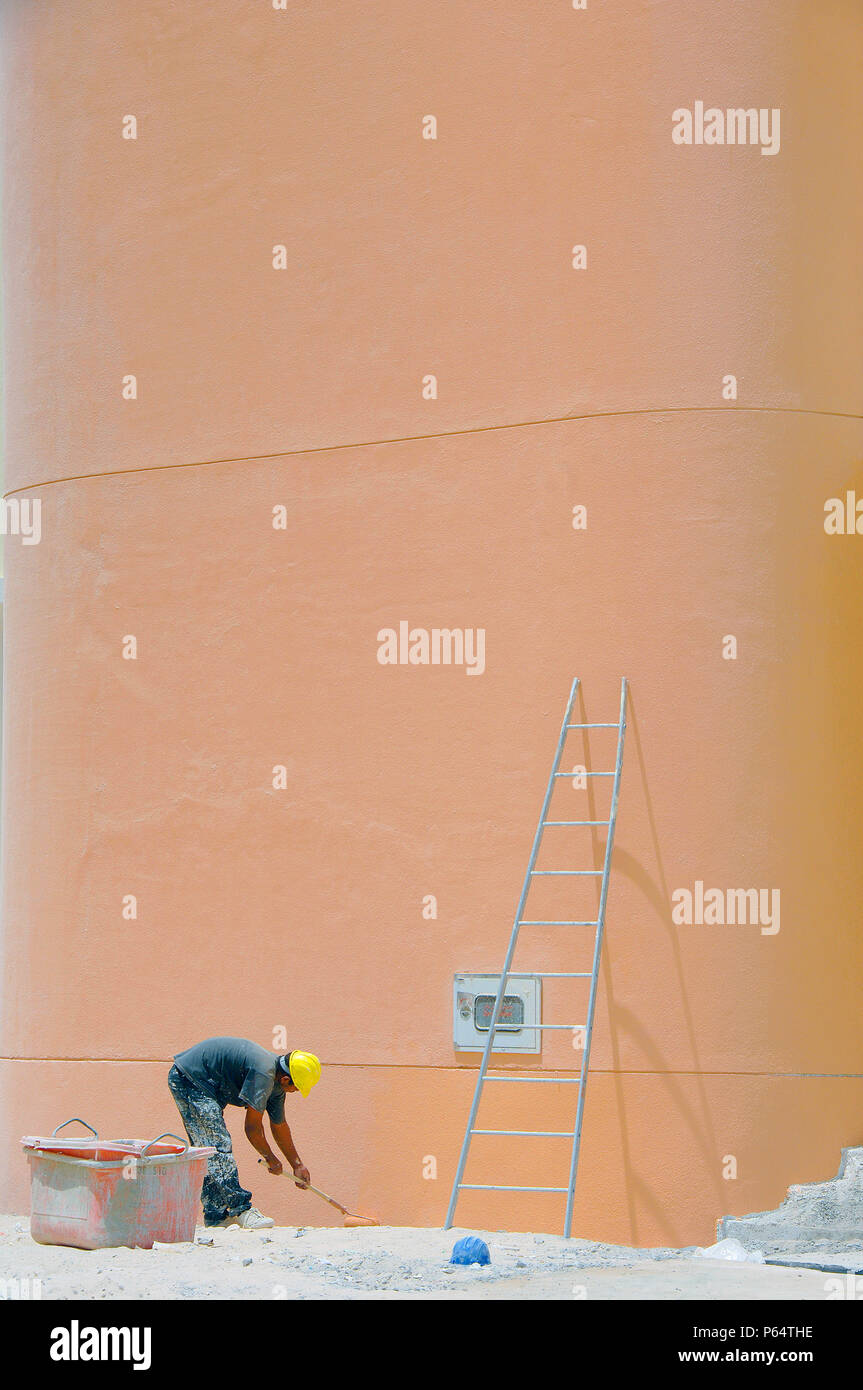 Painting Buildings in Discovery Gardens, Dubai, United Arab Emirates, May 2007. Stock Photo