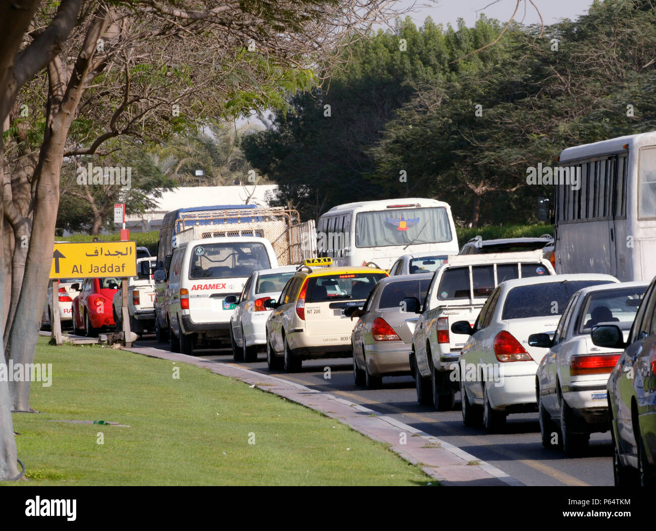 Traffic in Dubai, Garhoud, Maktoum, United Arab Emirates, February 2007. Stock Photo