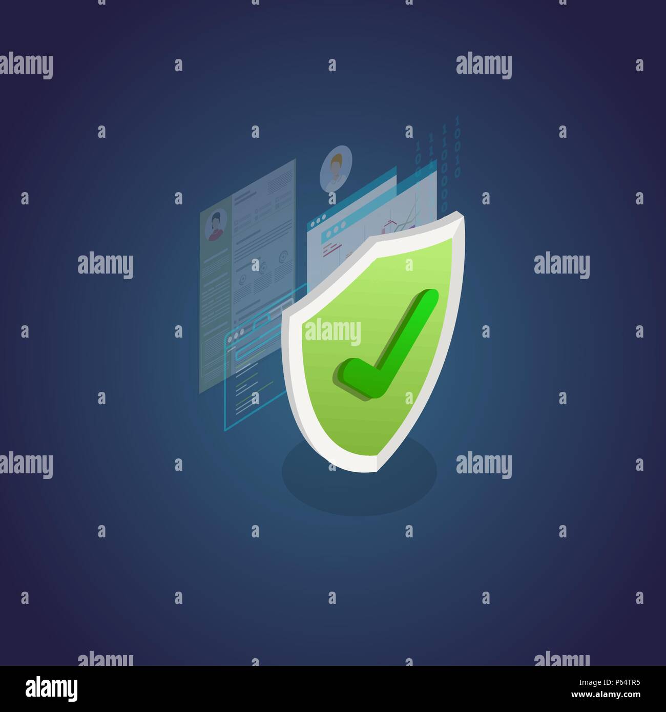 Personal data protection isometric banner Stock Vector