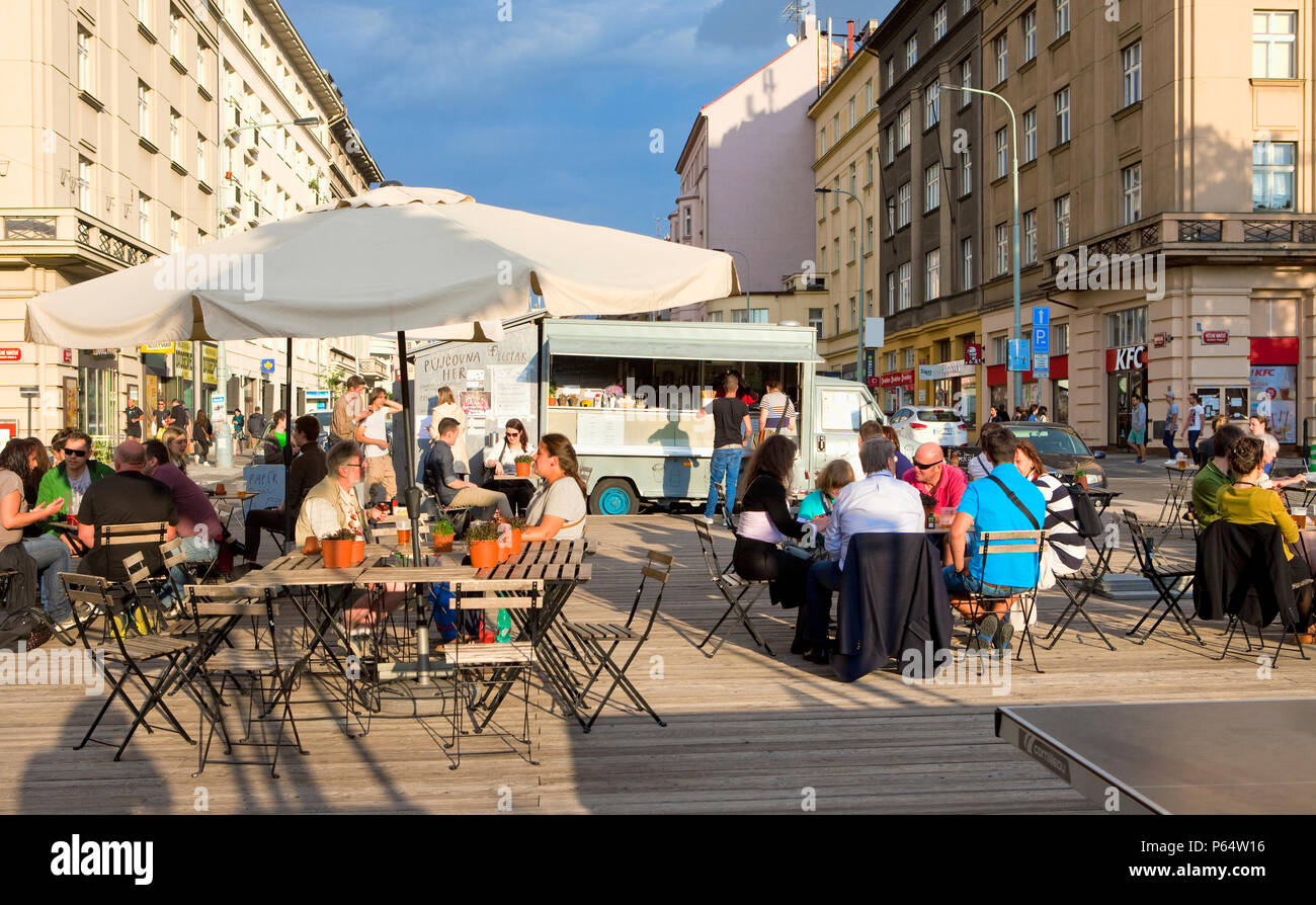 Czech Republic, Prague Outdoor Street Restaurant Sestak Dejvice Stock