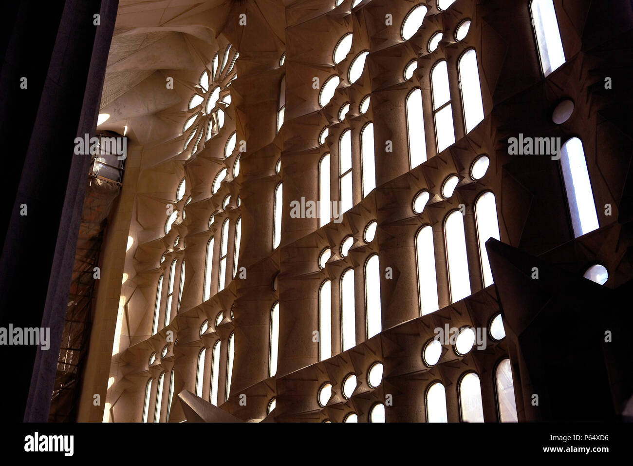 Inside the Sagrada Familia Cathedral, Barcelona, Spain, Antonio Gaudi Stock Photo