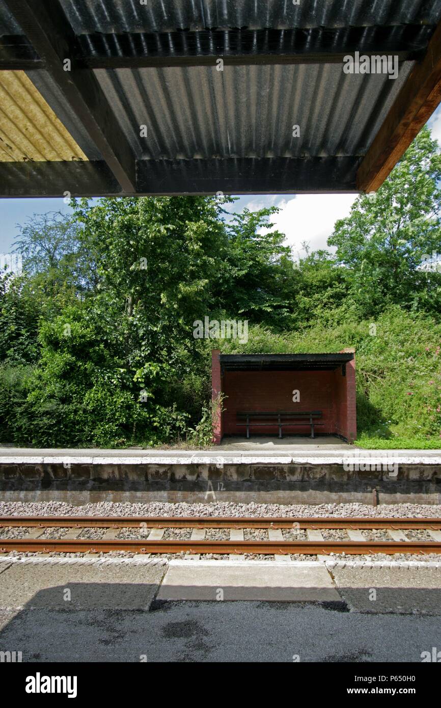 Waiting shelters at Elton and Orston station, Lincolnshire. 2007 Stock Photo