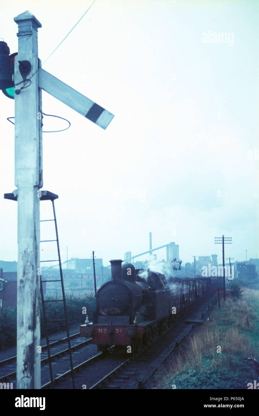 Wooden signal on the Lambton Colliery system, County Durham. Stock Photo